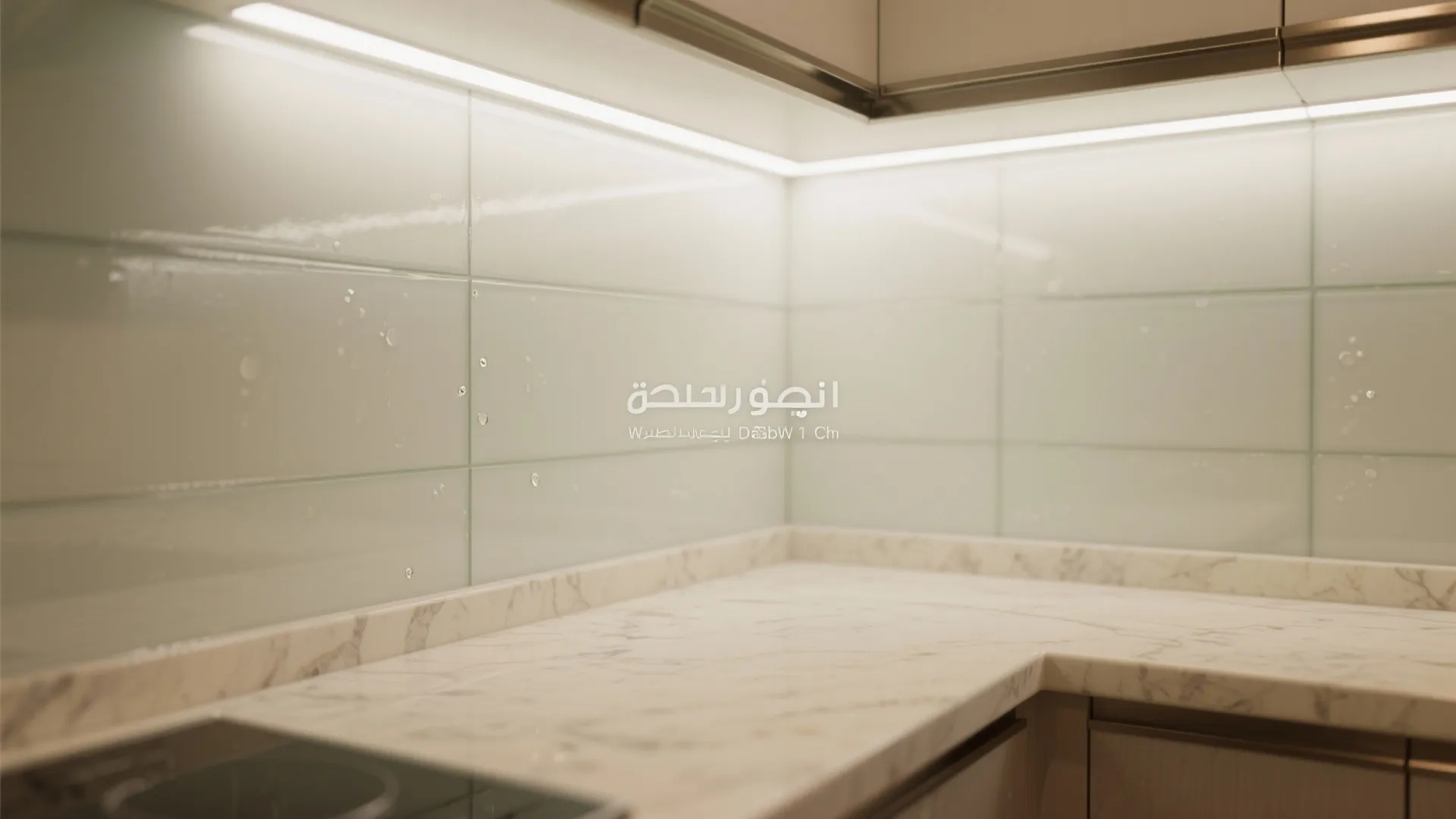 Glass backsplash and reflective finishes to boost brightness