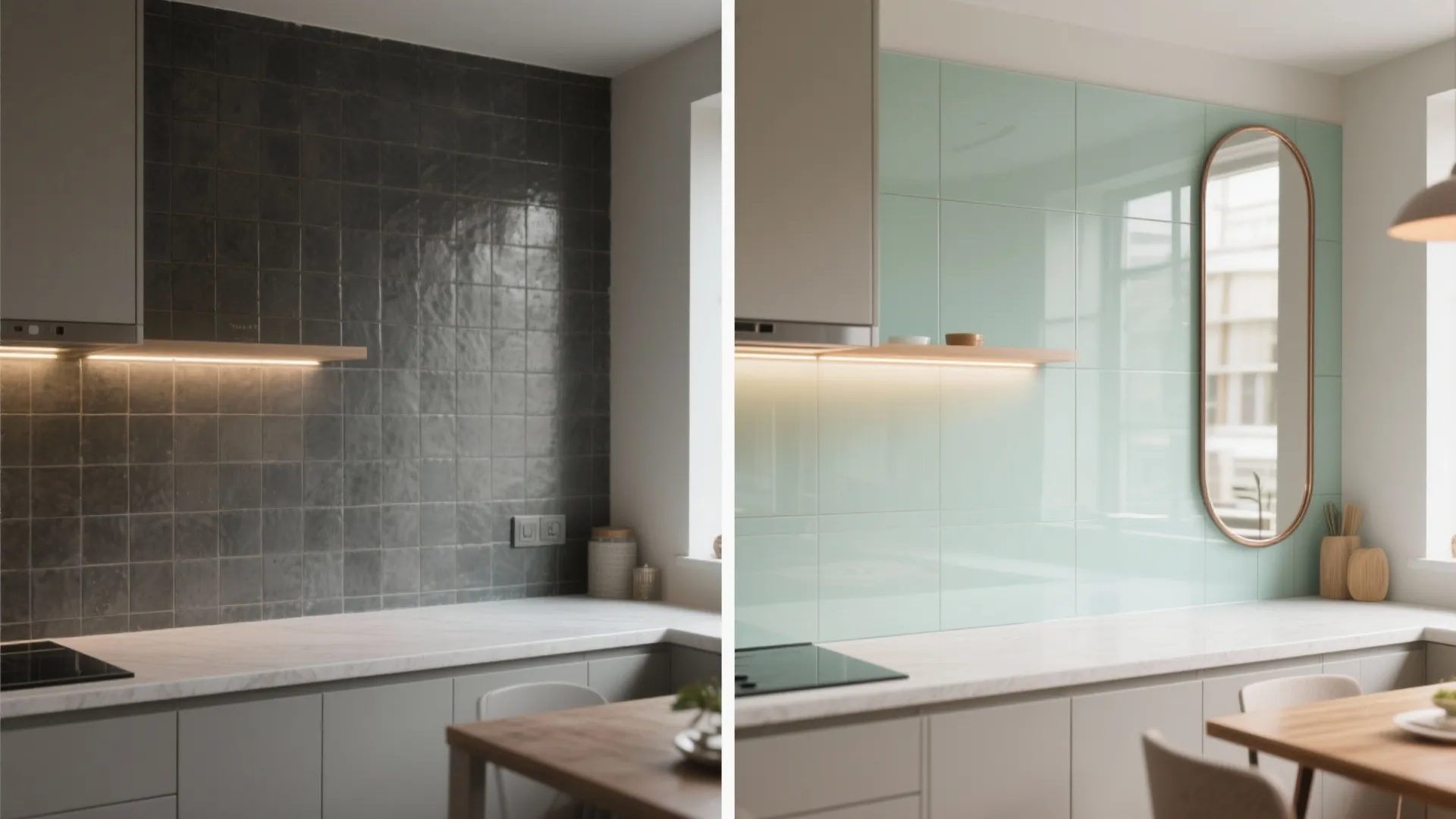 Glass backsplash and reflective tricks for light
