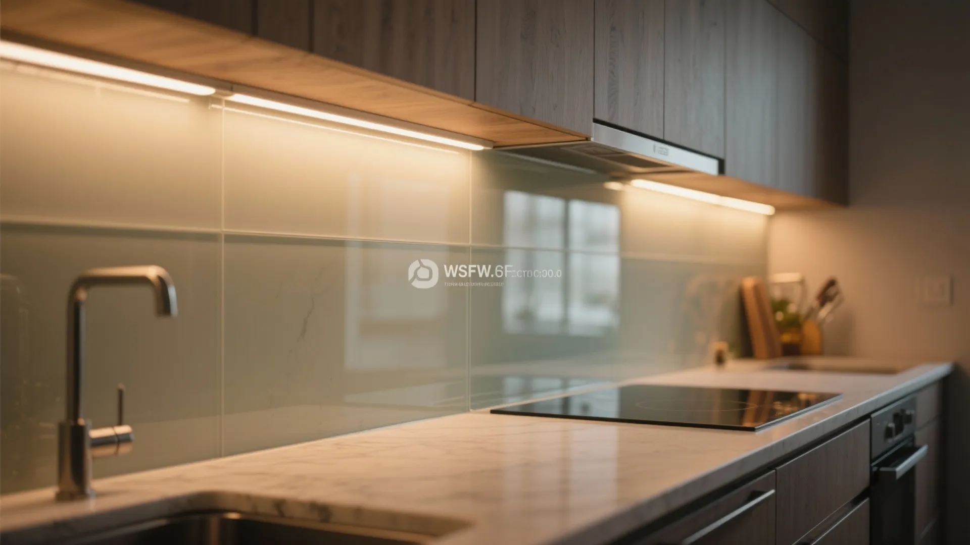 Glass Backsplash & Under-Cabinet Lighting