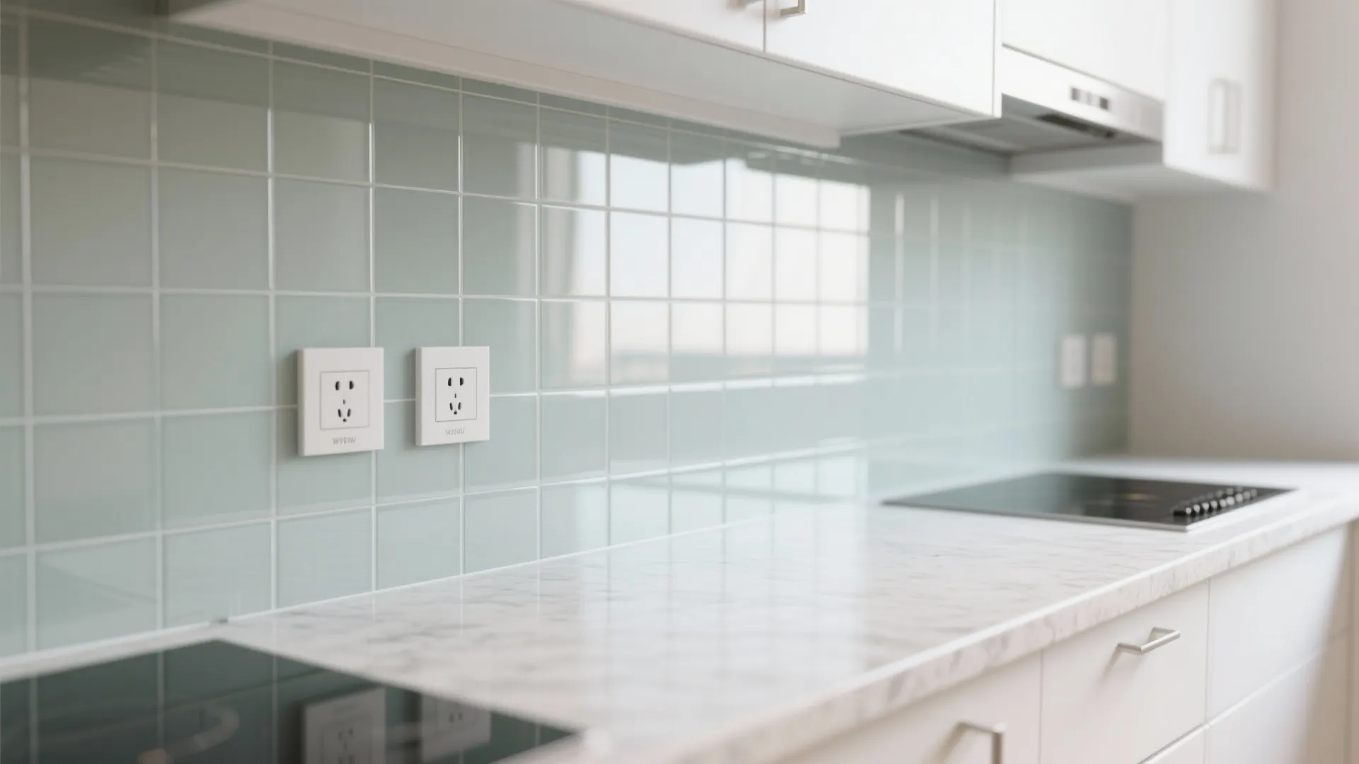 A glass backsplash that opens sightlines