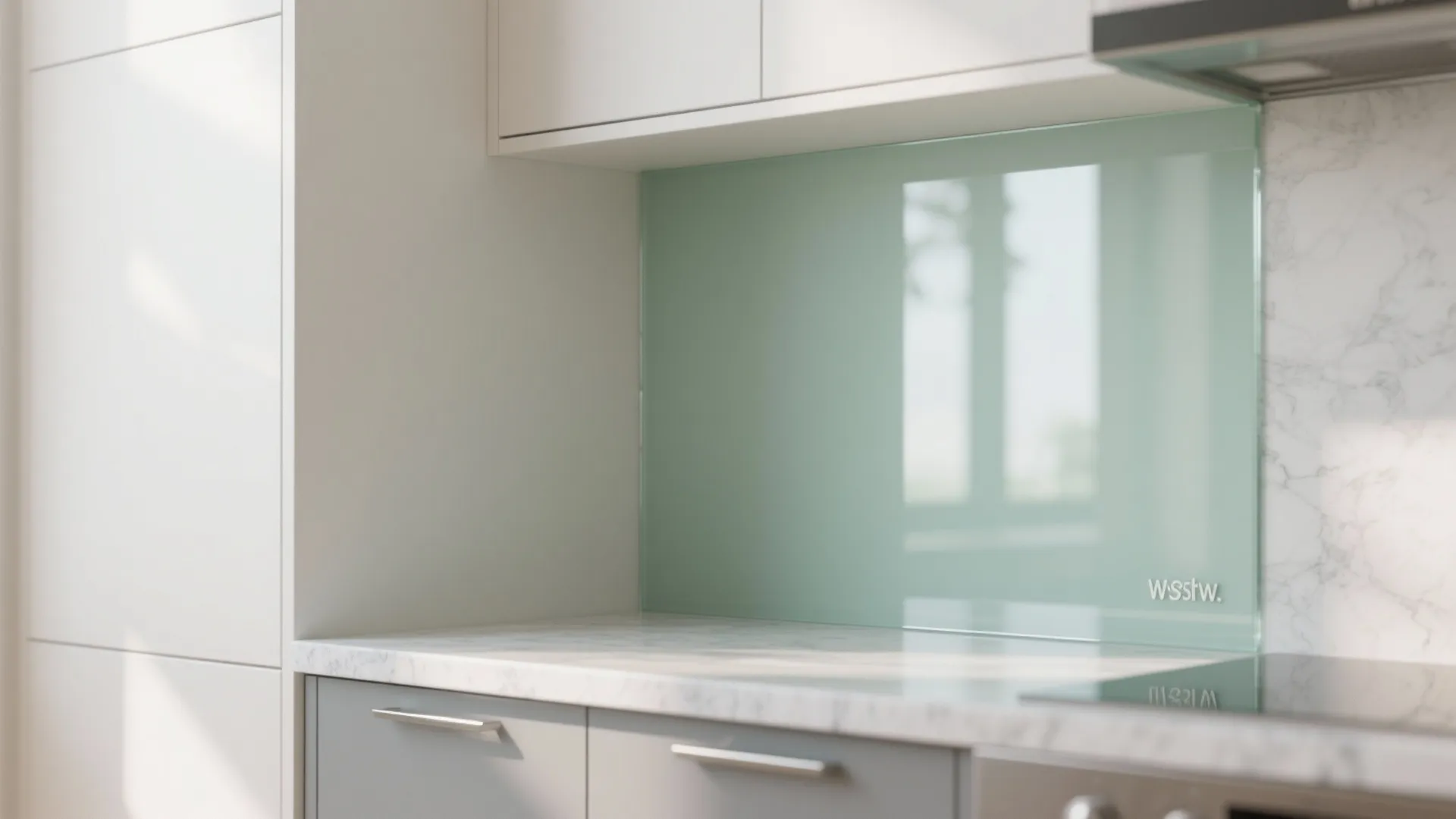 Glass Backsplash for More Light and Easy Cleaning