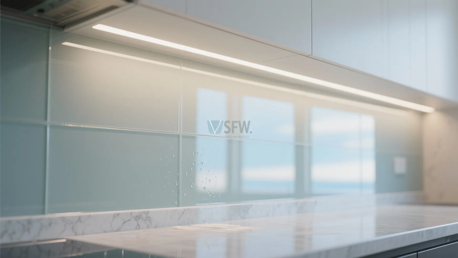 The clarity and bounce of a glass backsplash