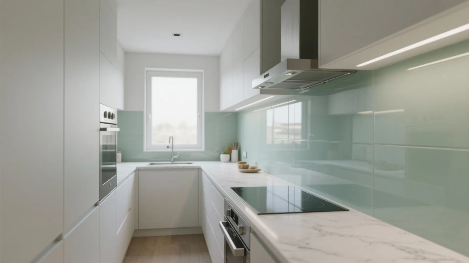 The airy feel of a glass backsplash