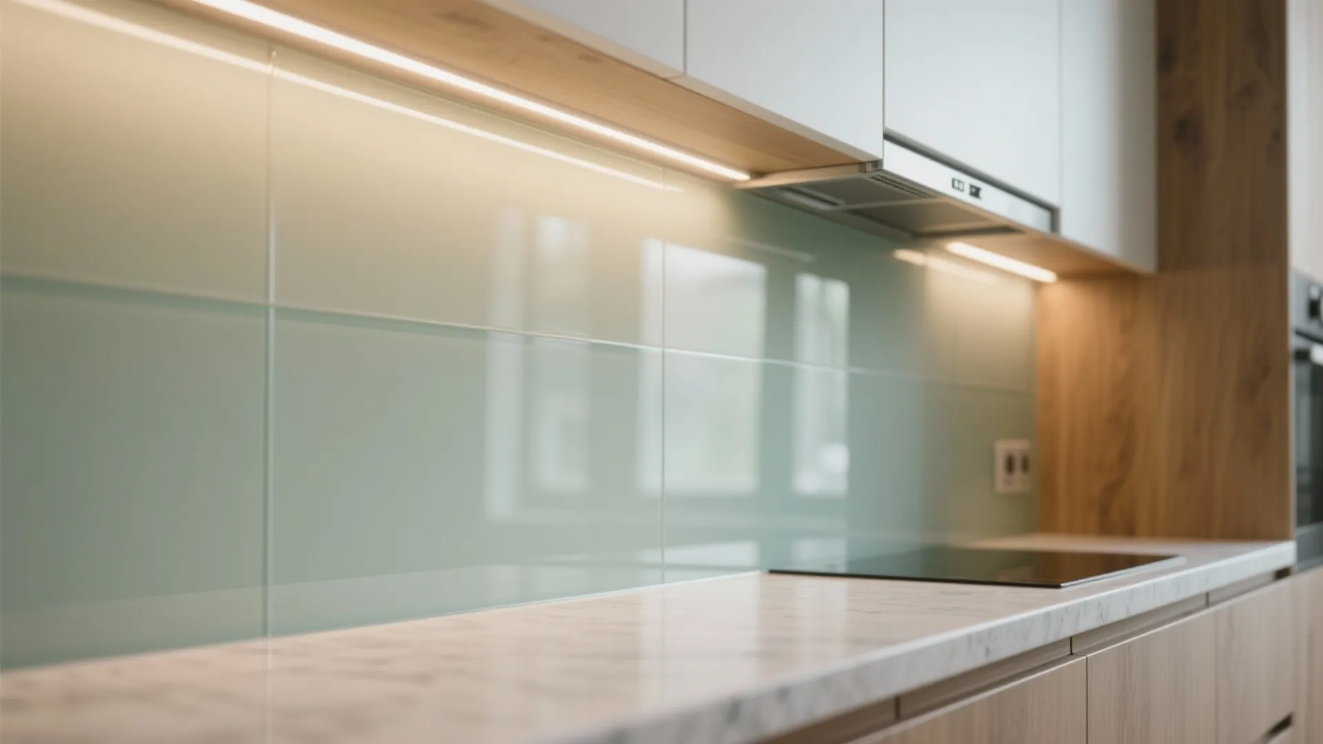 Glass Backsplash for Brightness and Easy Cleaning