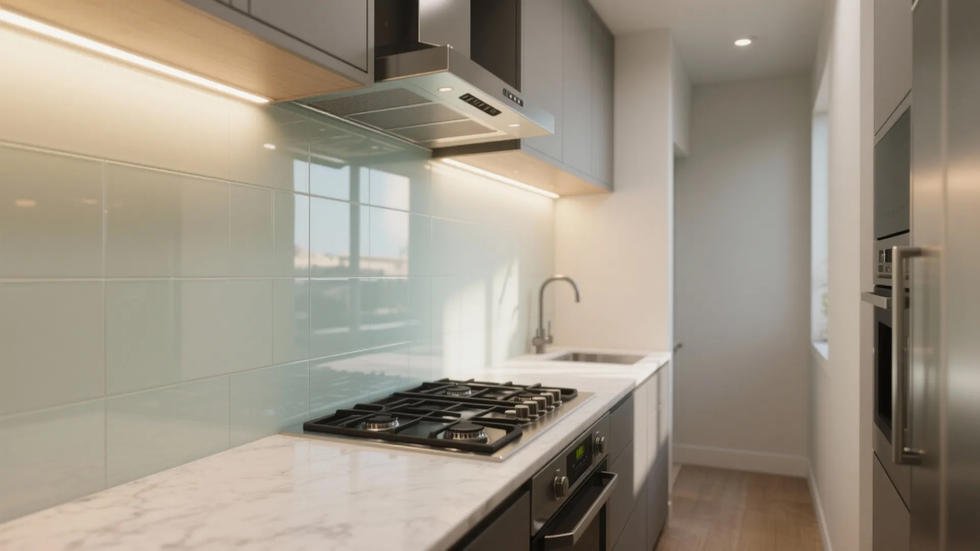 Glass Backsplash for a Brighter, Airier Kitchen