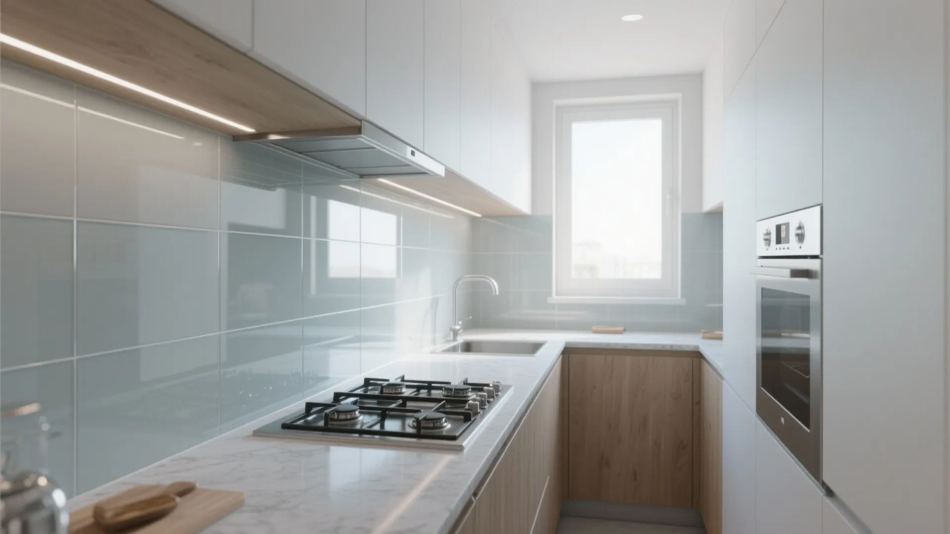 Glass Backsplash for Light and Depth