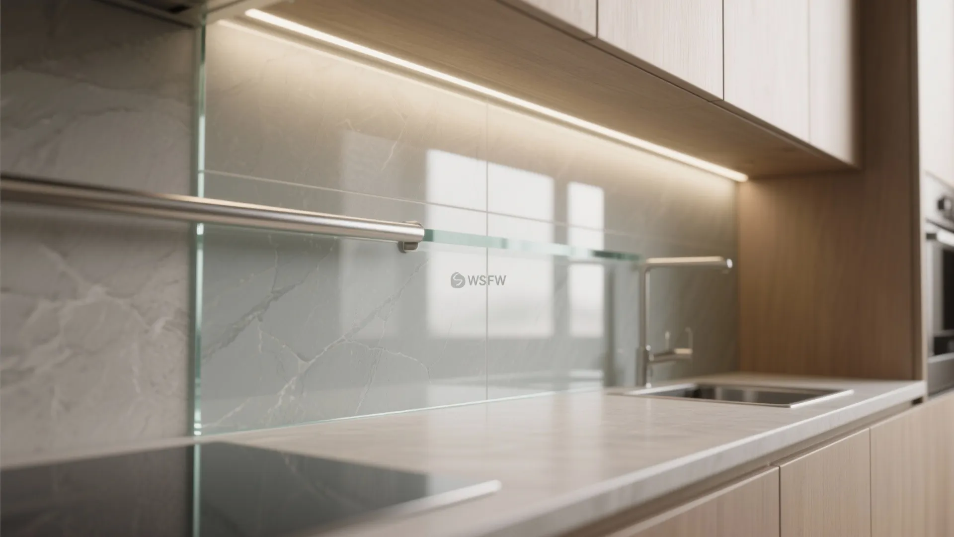 Glass Backsplash for Bright, Airy Transparency