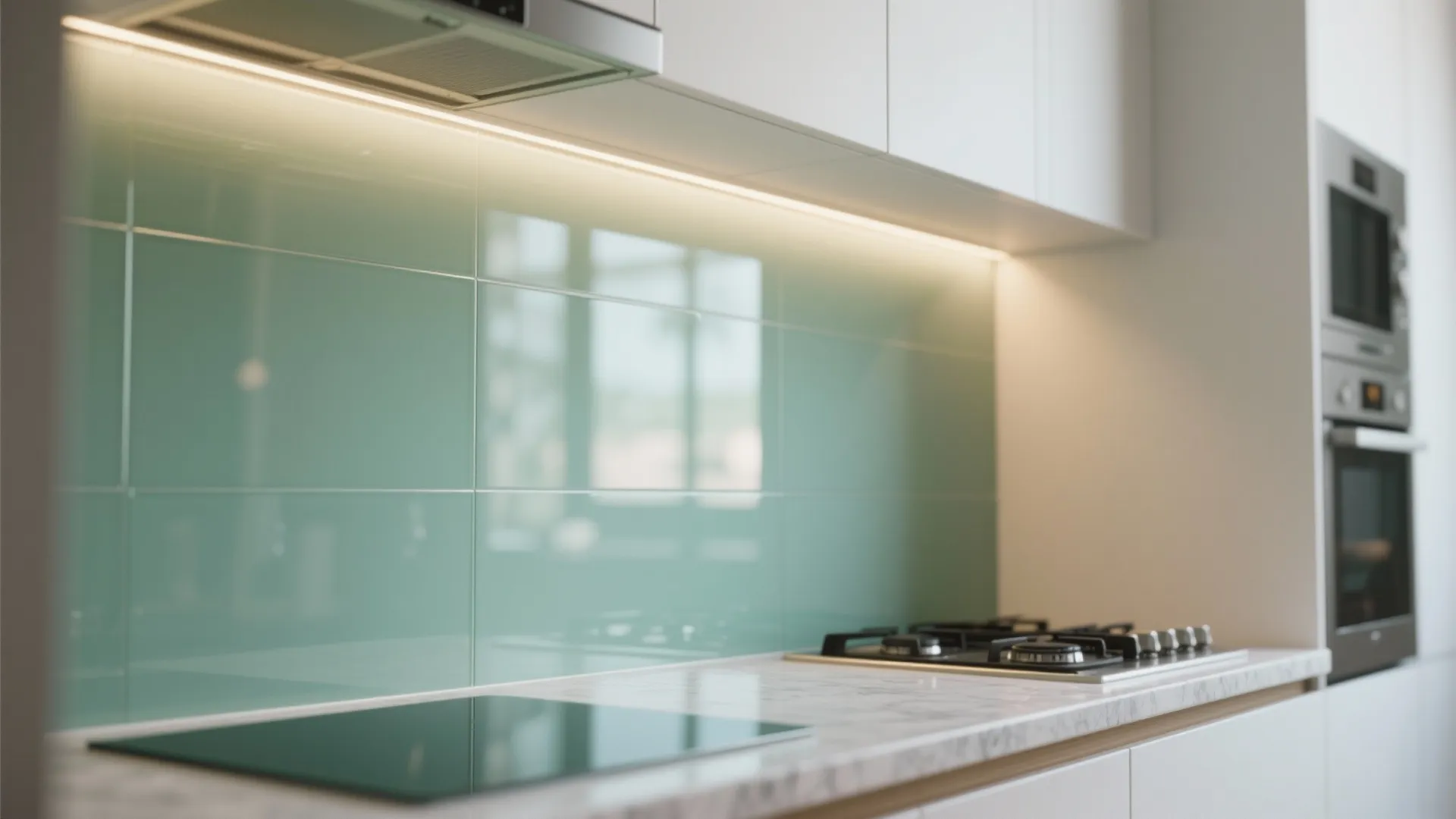 Glass Backsplash and Light-Bouncing Finishes