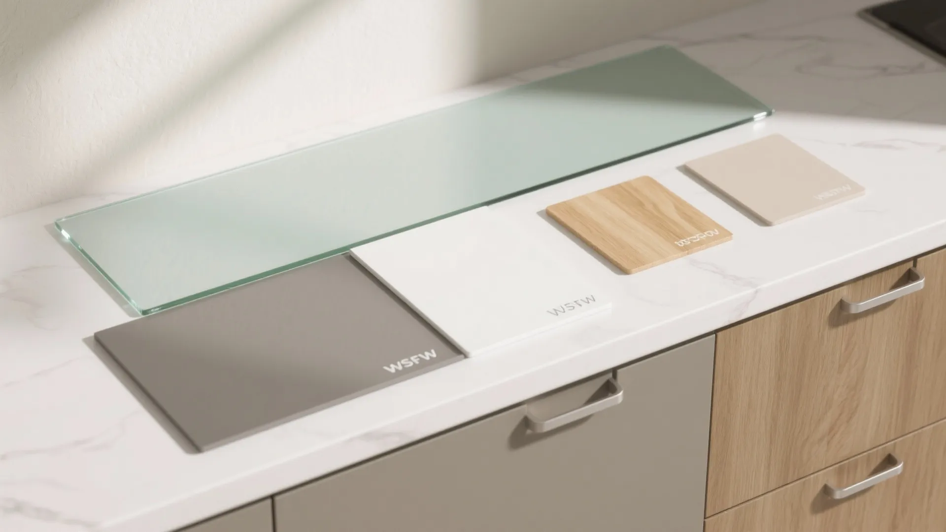 The visual lightness of a glass backsplash