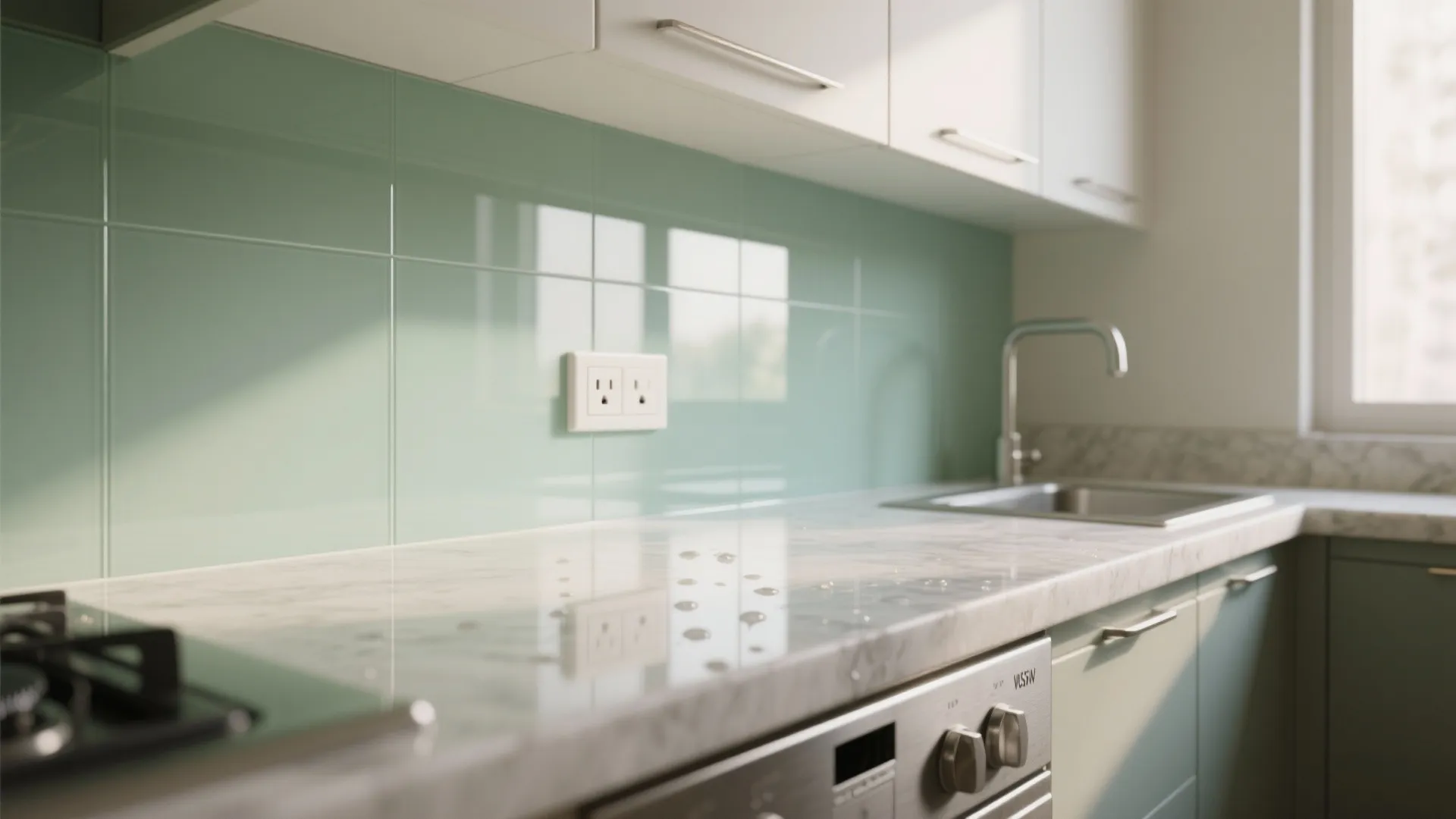 The clarity of a glass backsplash