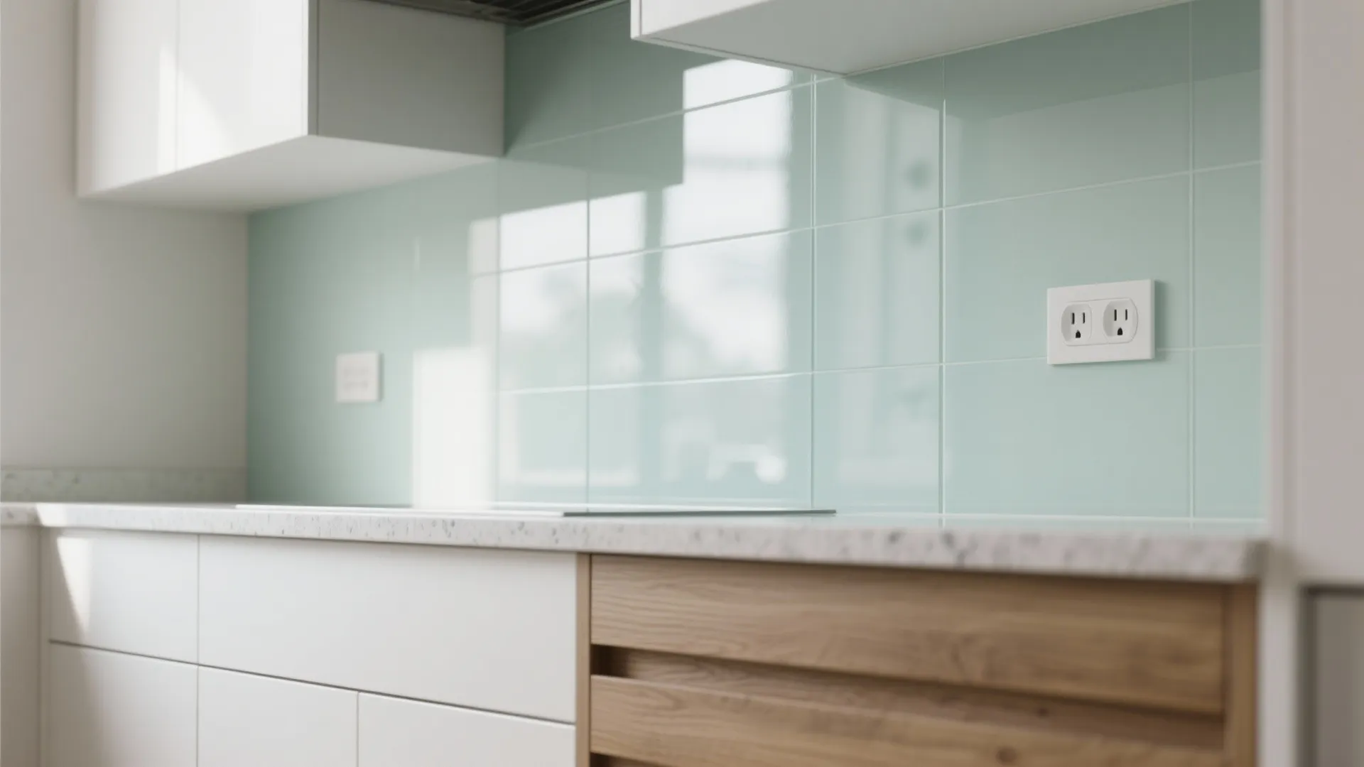 A glass backsplash to make your kitchen feel airy