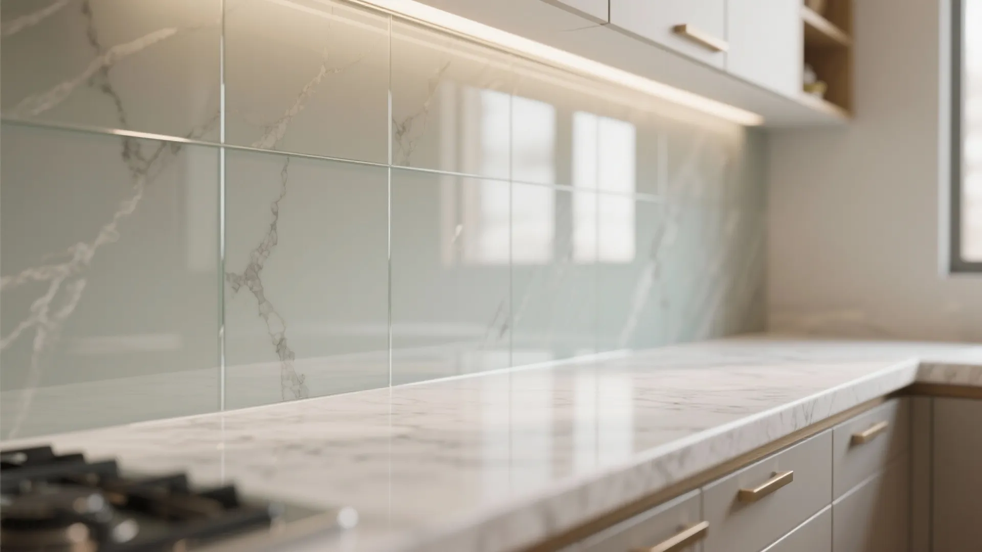 A Glass Backsplash Makes The Kitchen Airier