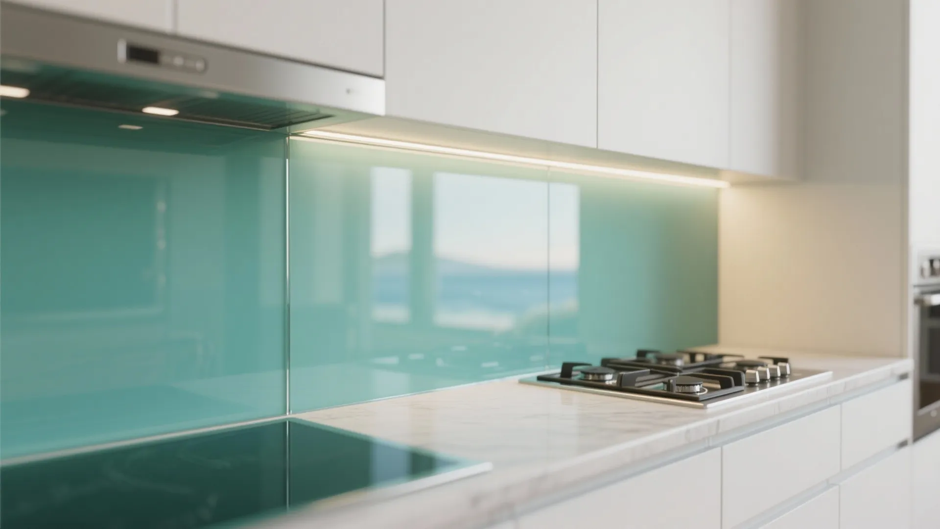 Glass Backsplash for Light, Airy, Easy-Clean Cooking
