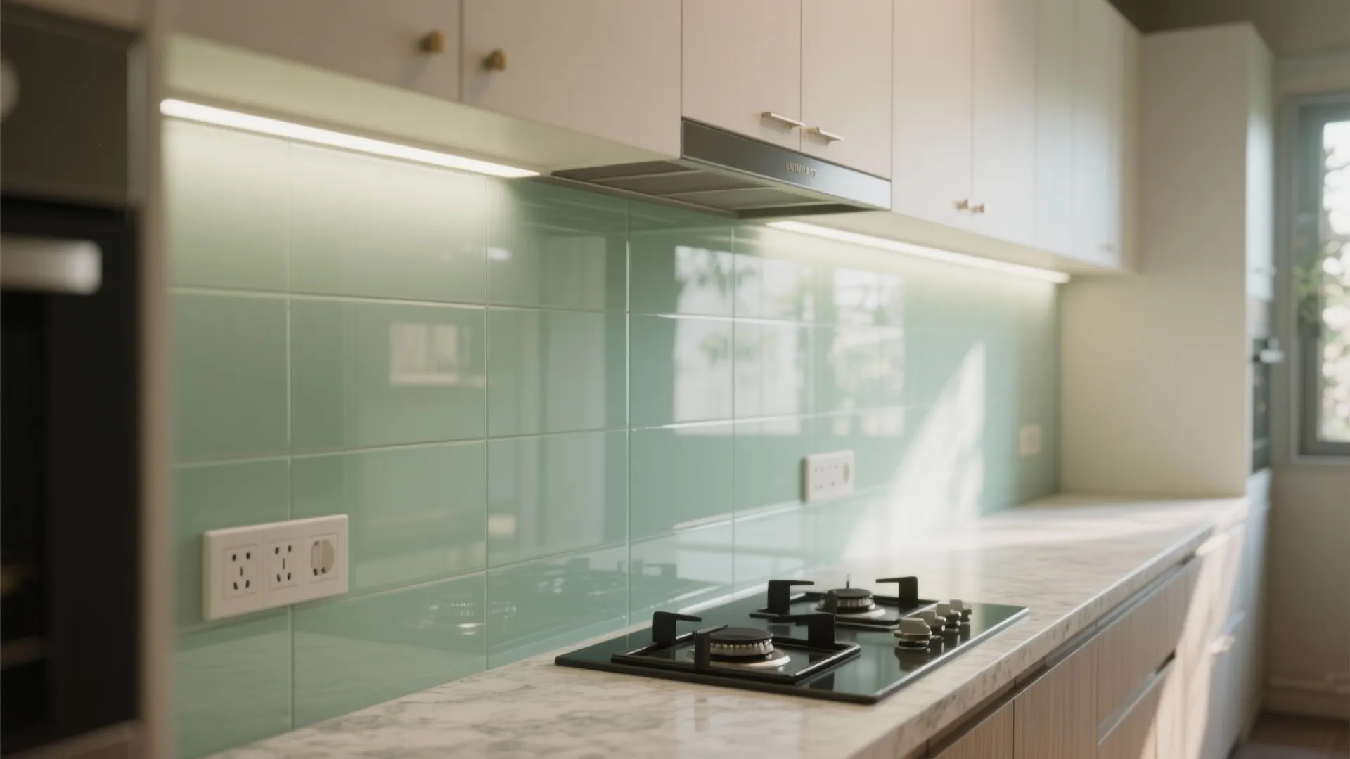 The clarity of a glass backsplash for brighter, easier cleanup