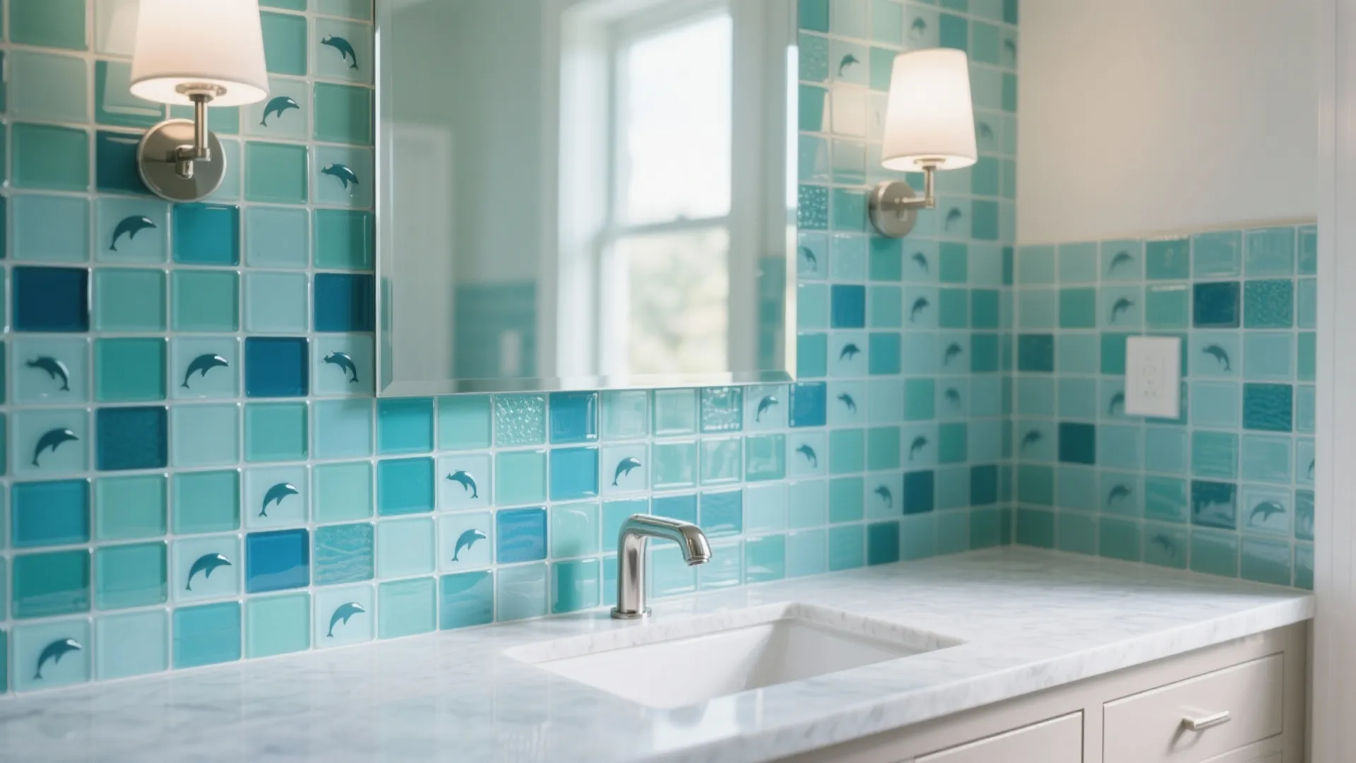 Glass Mosaic Dolphin Backsplash