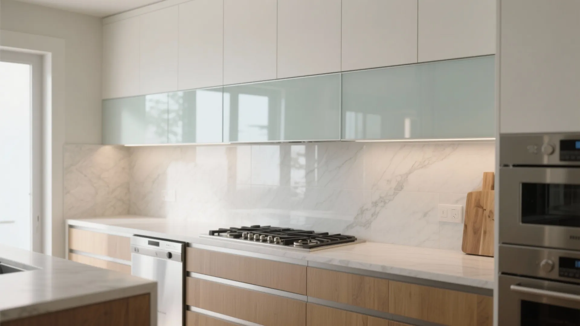 Reflective Surfaces and a Glass Backsplash for Depth