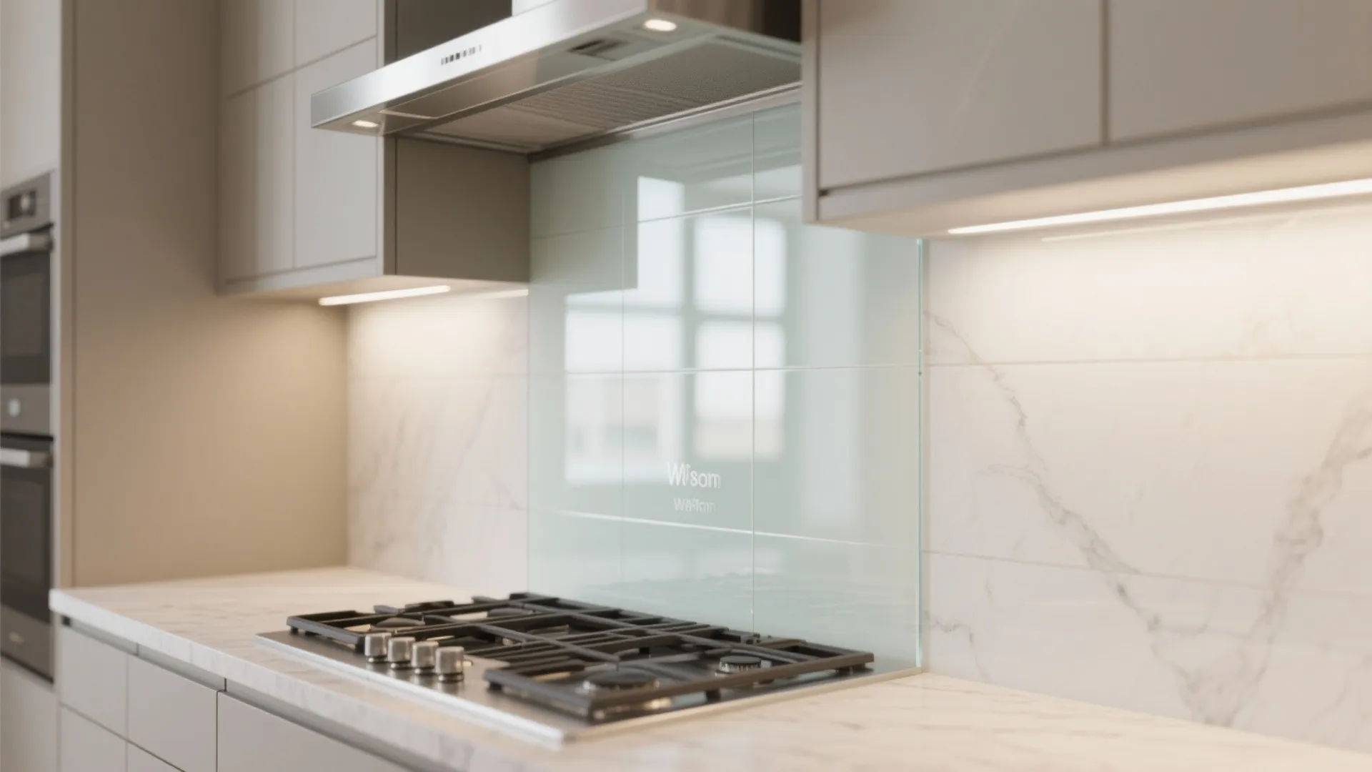 Glass Backsplash for Bright, Airy Cleanability