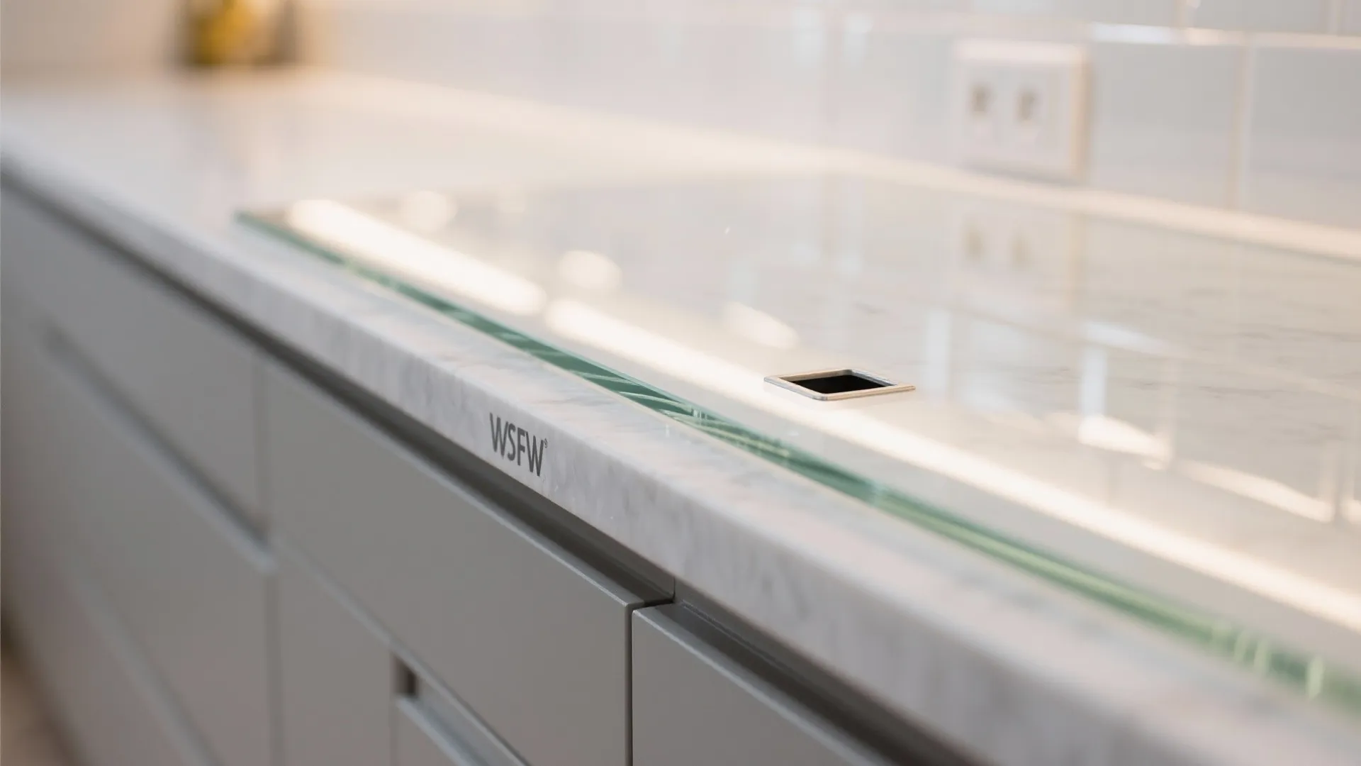 Glass backsplash for light and cleanliness