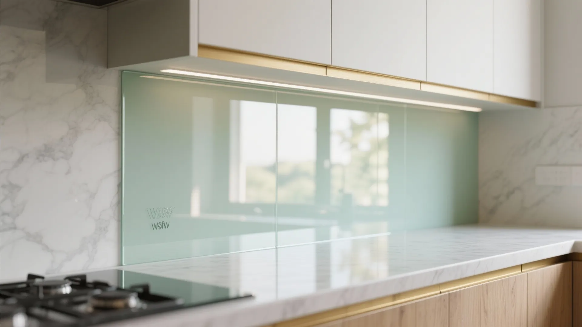 Glass backsplash for an airy feel