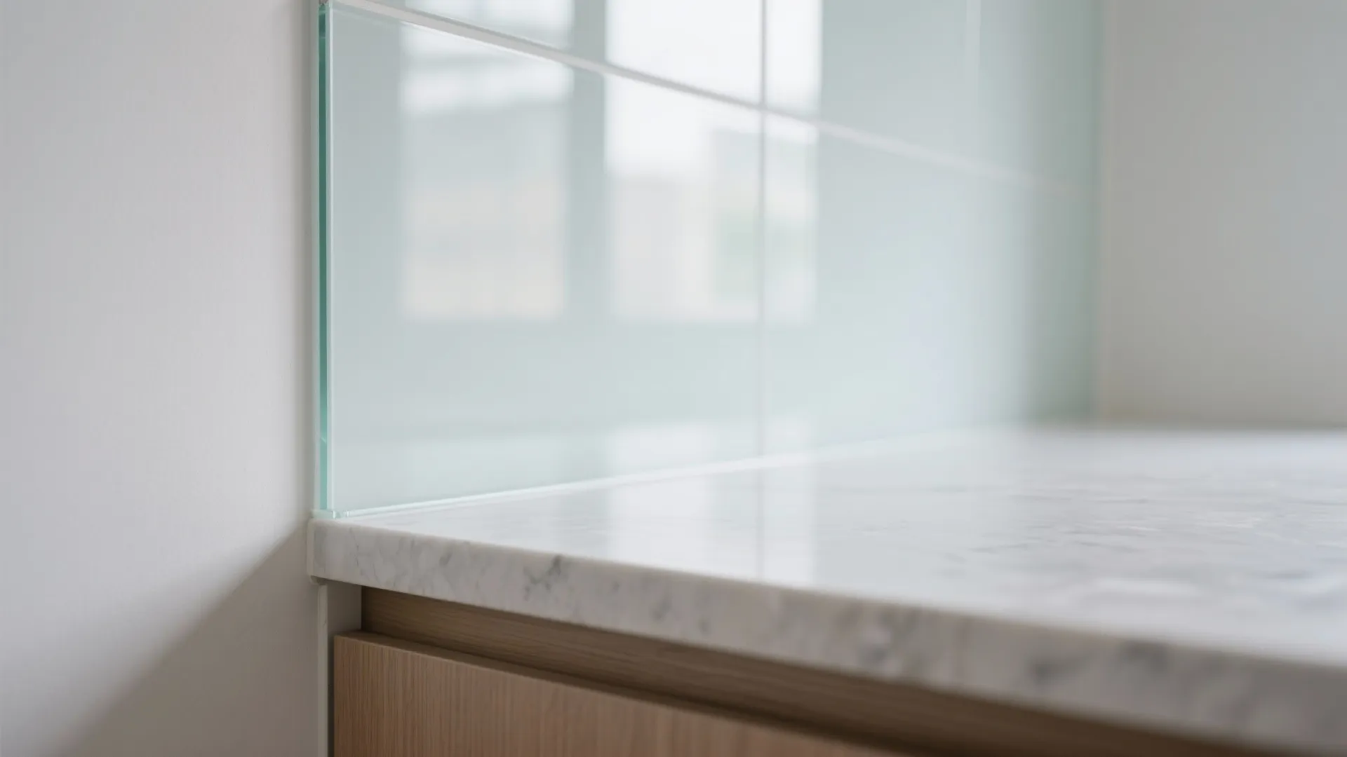 Reflective finishes and a glass backsplash to boost brightness