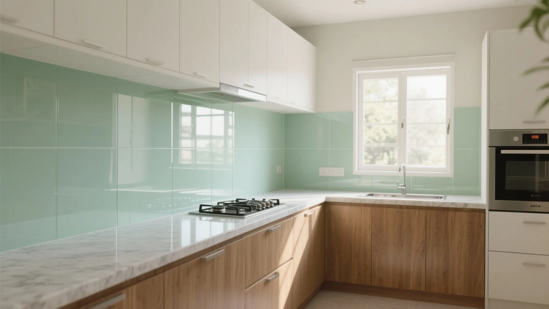 Glass Backsplash for Airiness