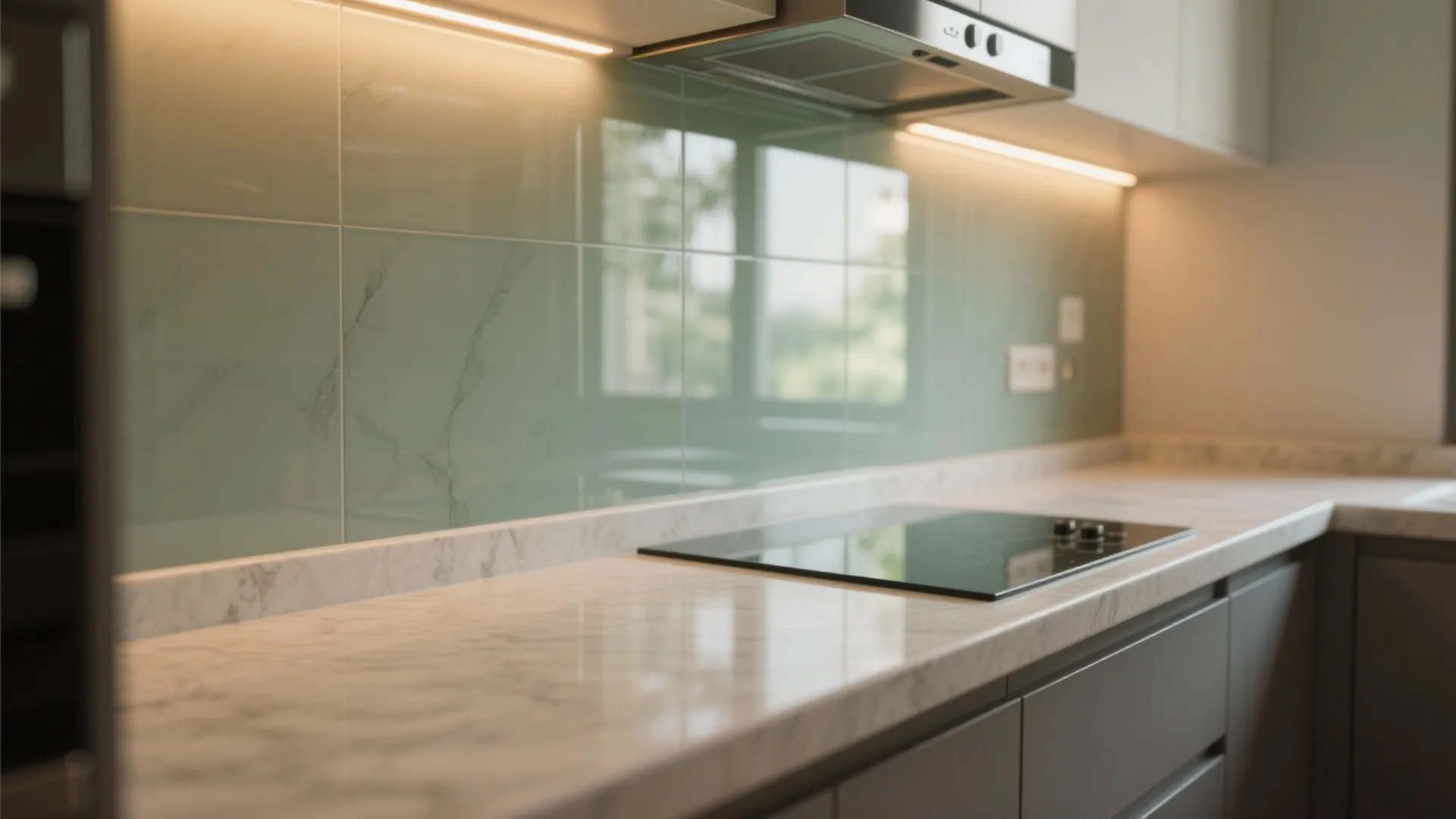 Glass Backsplash for Brightness and Depth