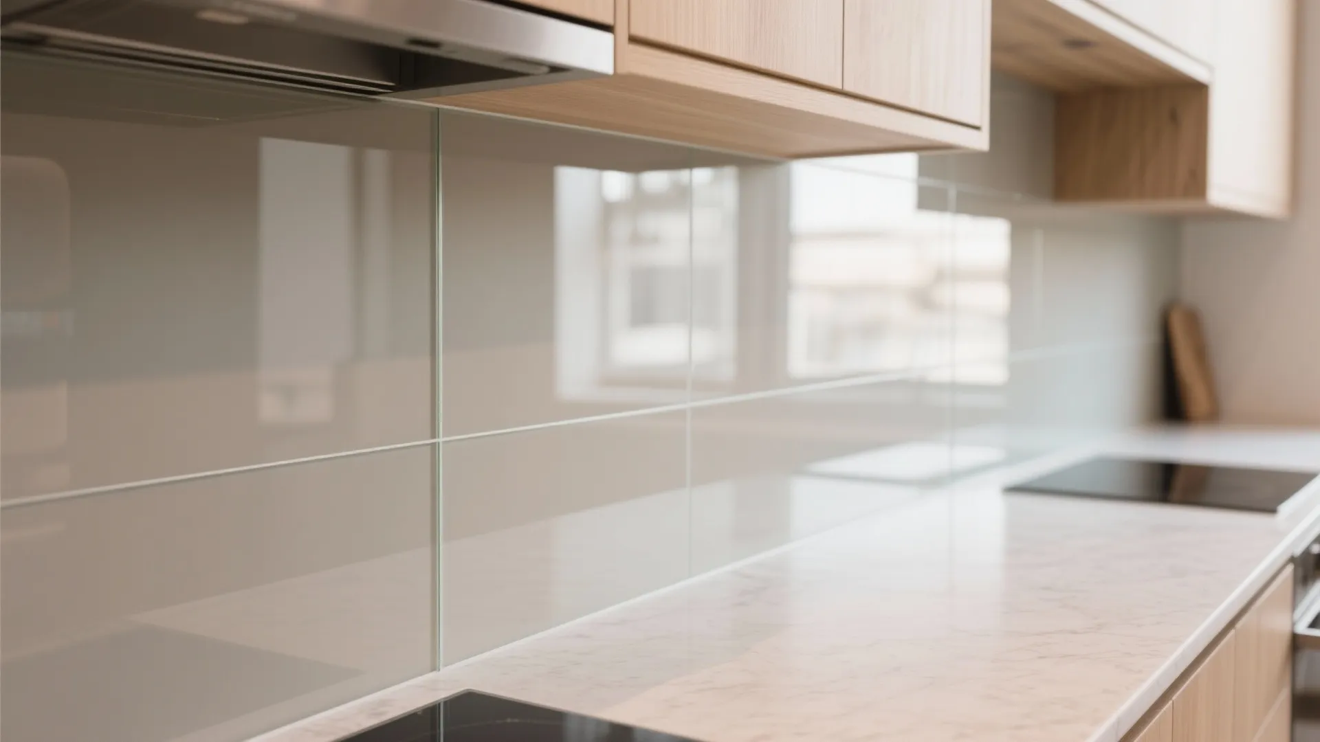 Glass Backsplash for an Airy, Light-Bouncing Kitchen