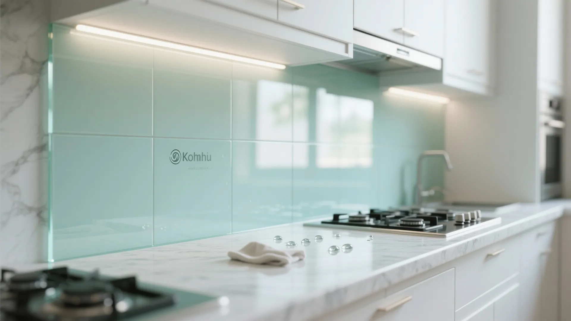 Glass Backsplash for Airy, Easy-to-Clean Kitchens