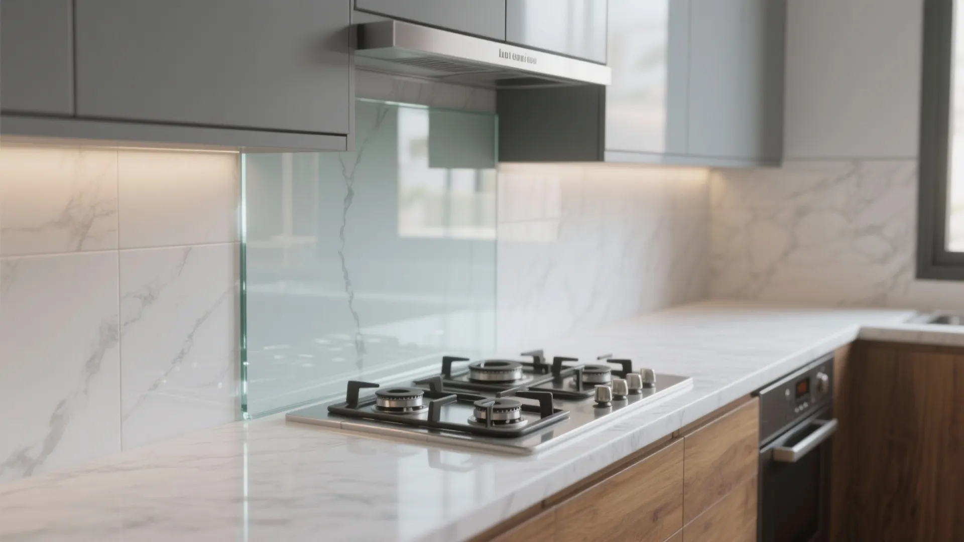 Glass Backsplash for an Airier Kitchen