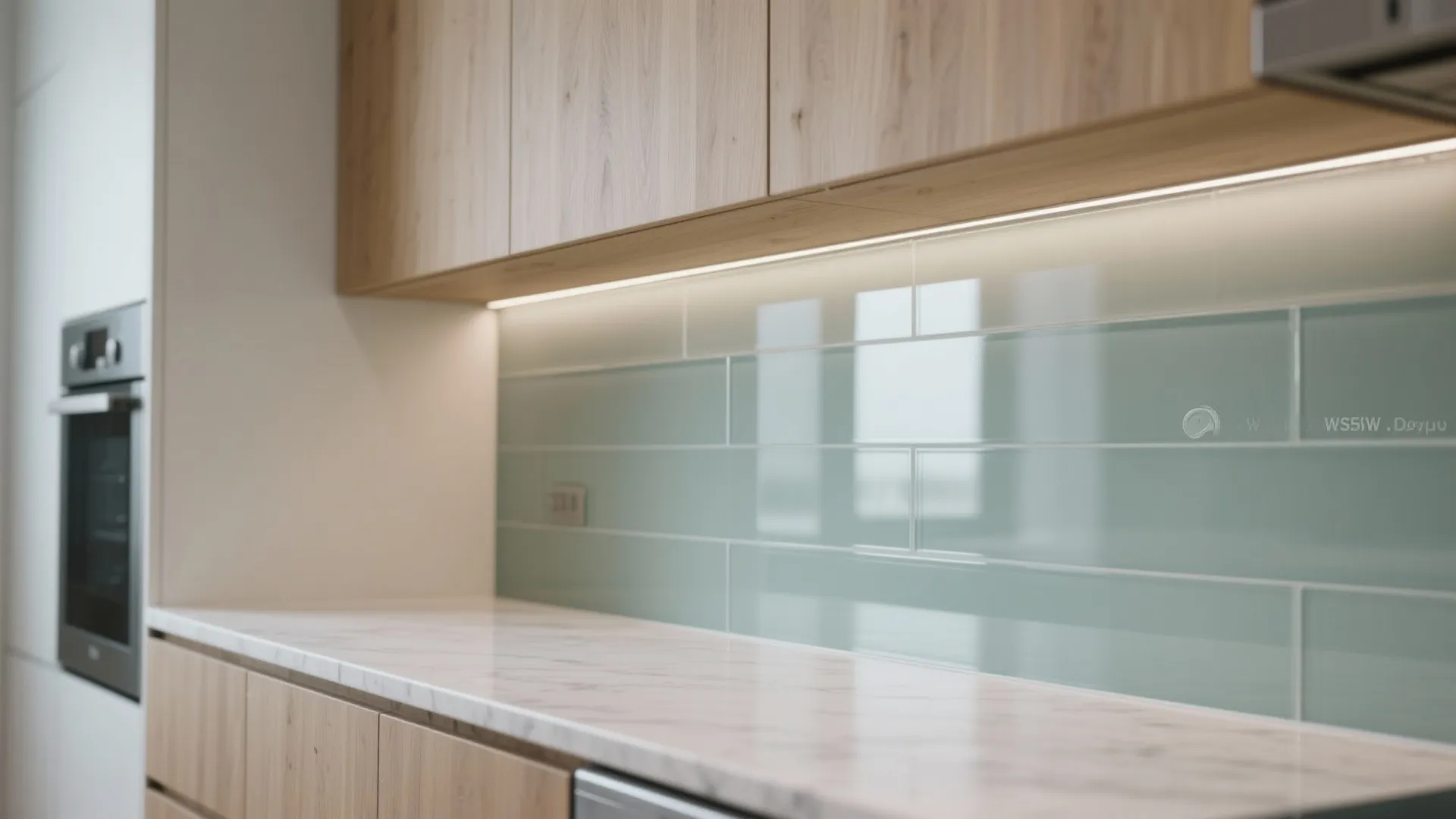 Glass Backsplash and Reflective Finishes for Airiness