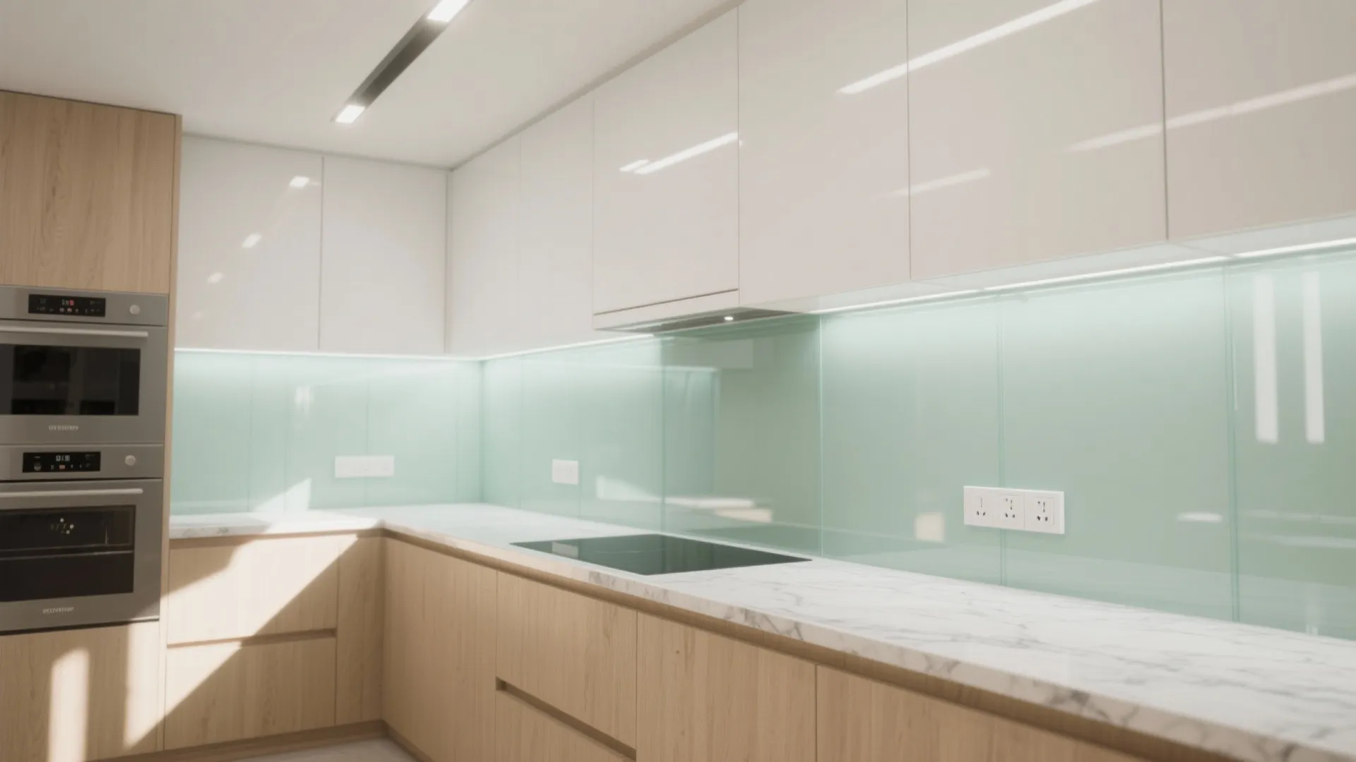 Glass Backsplash and High-Reflectance Finishes for Light
