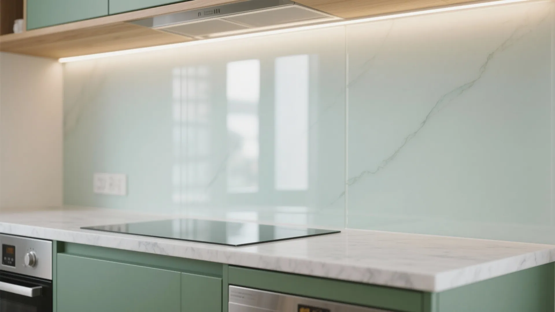Glass Backsplash and Light-Bouncing Surfaces in the Kitchen