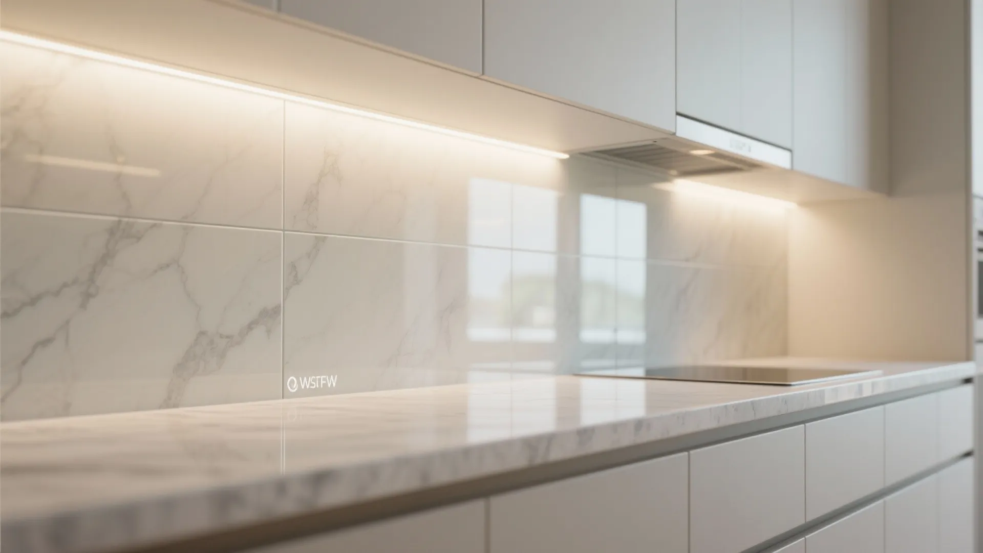 The airy glow of a glass backsplash