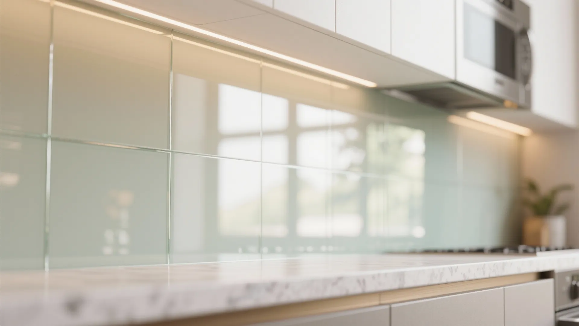 Glass Backsplash for a Brighter 2 BHK Kitchen