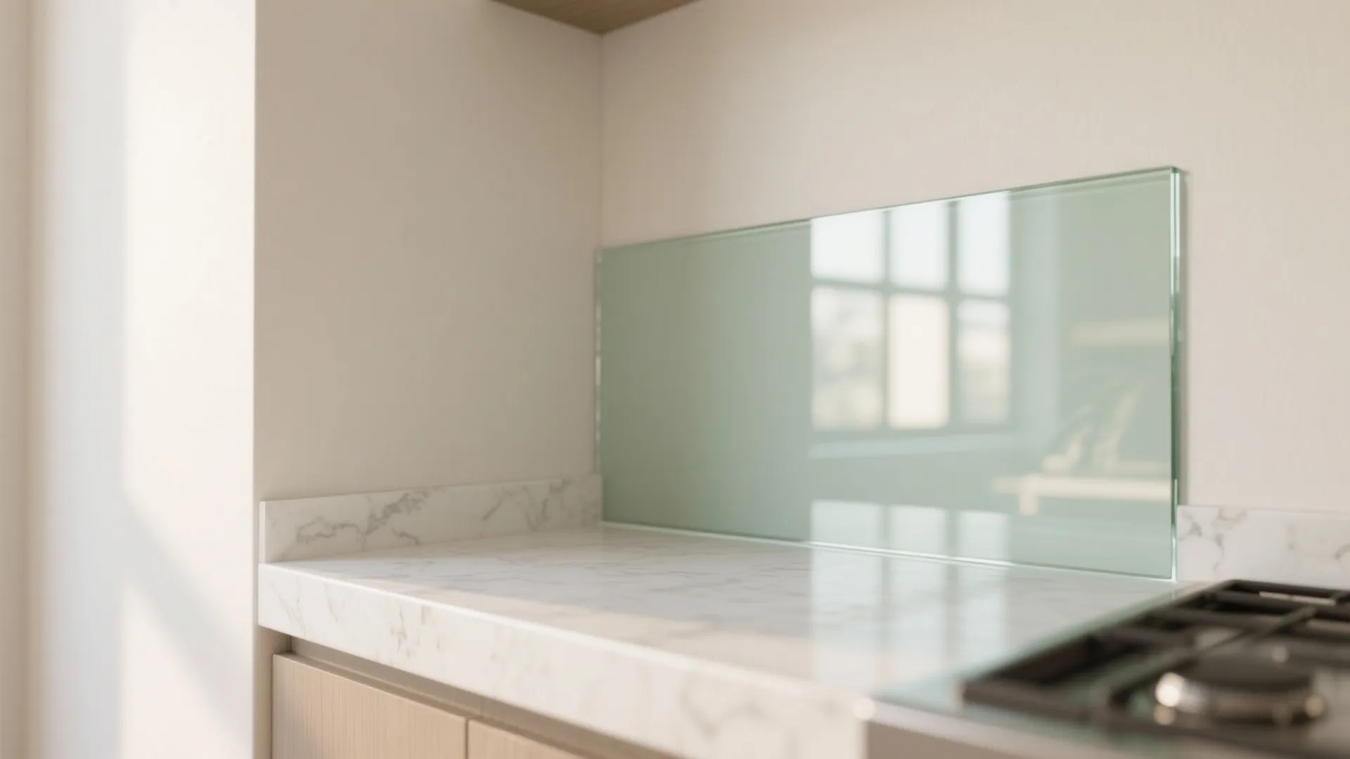 Glass Backsplash For Airy Depth