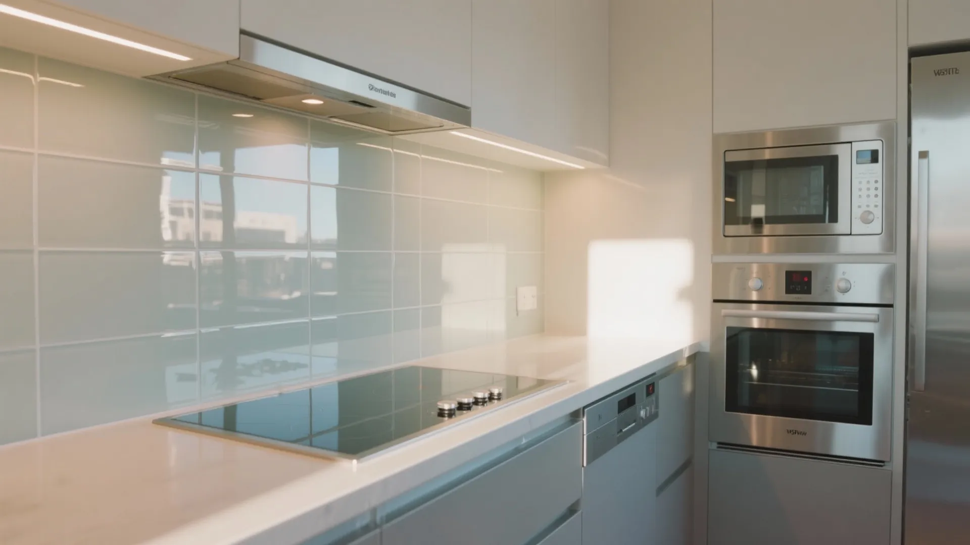 Glass Backsplash and High-Reflectance Surfaces