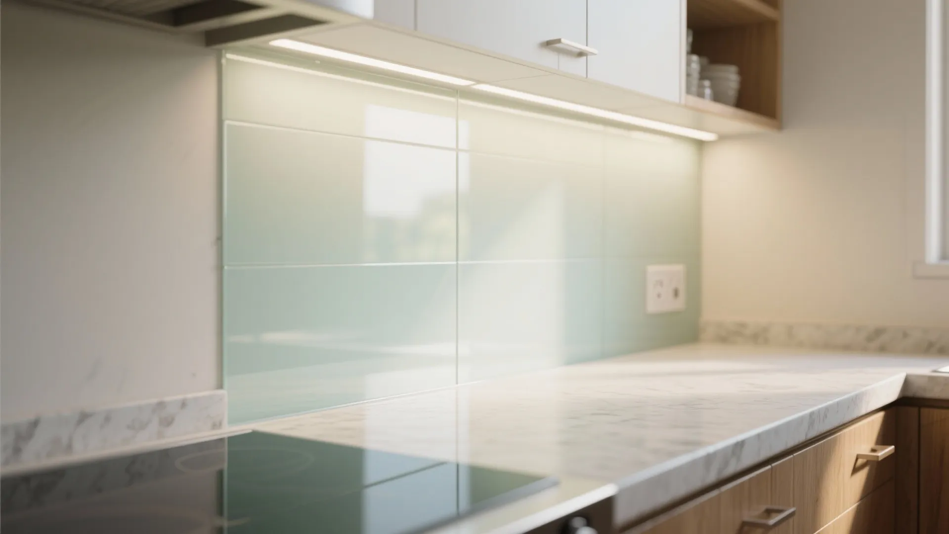 A glass backsplash that doubles your light