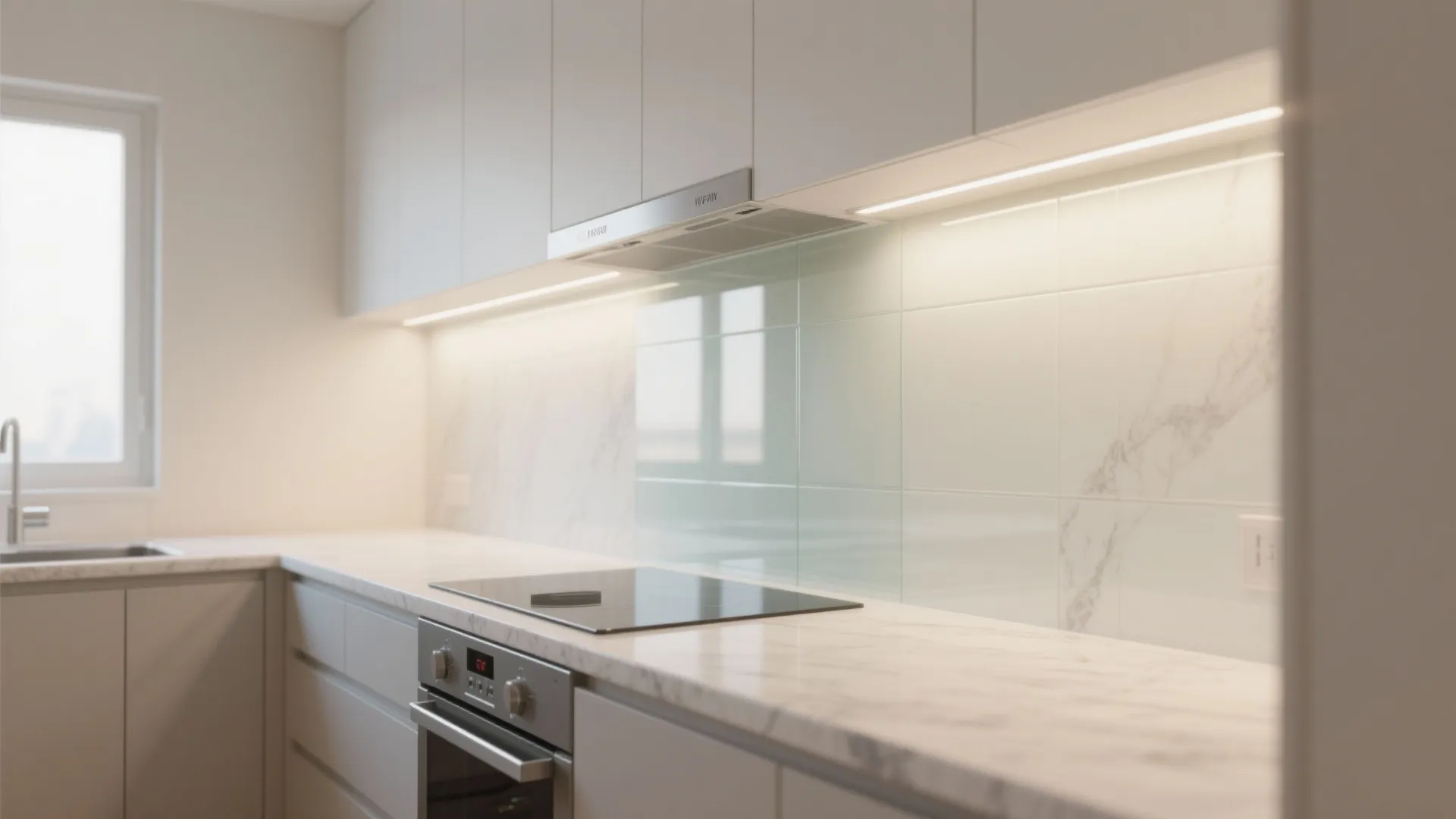 Glass Backsplash for an Airy Feel