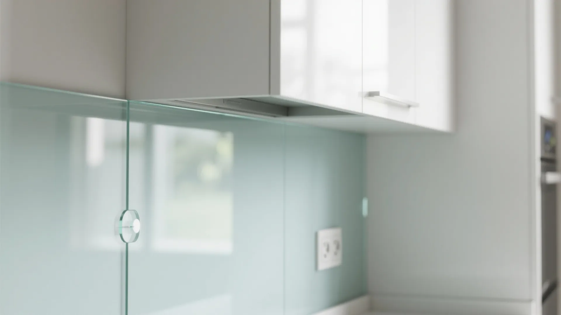 Glass backsplash and high-LRV finishes for an airy feel