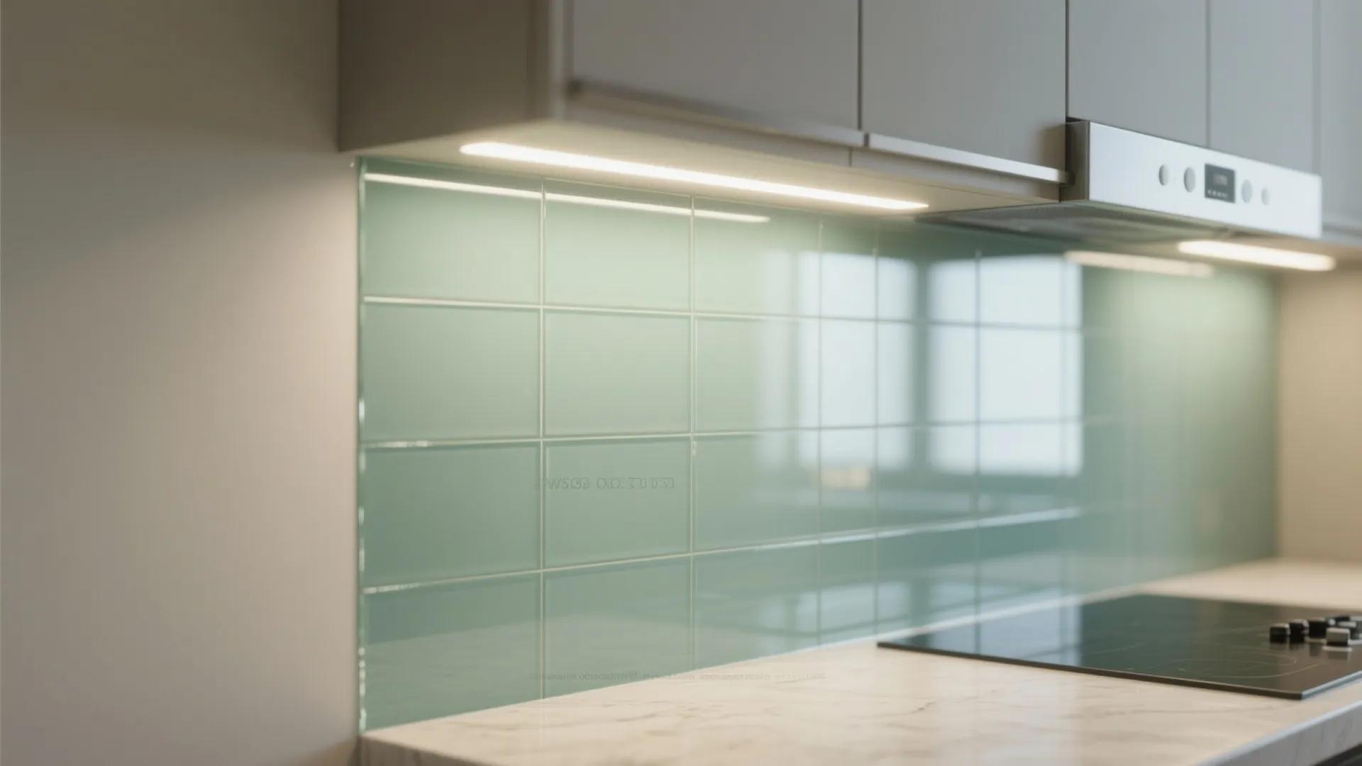 Natural light, reflective finishes, and a glass backsplash