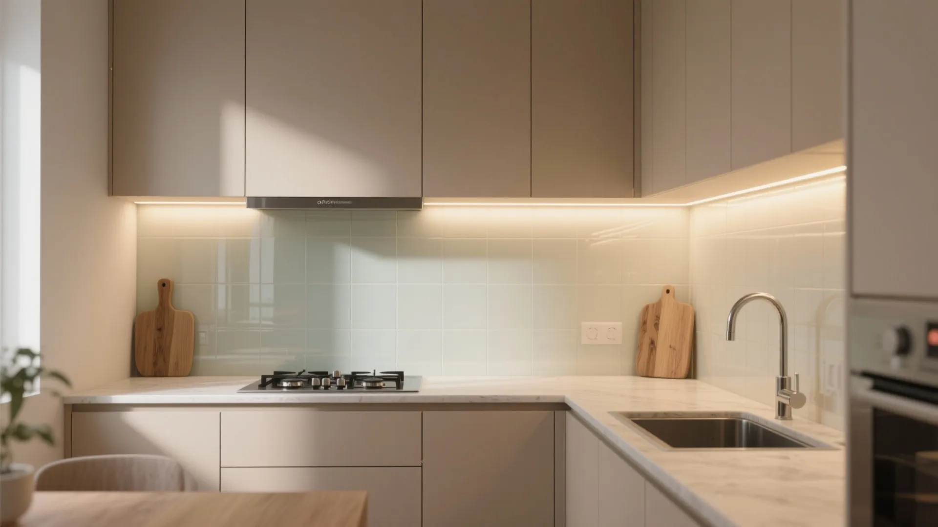 The airy magic of a glass backsplash