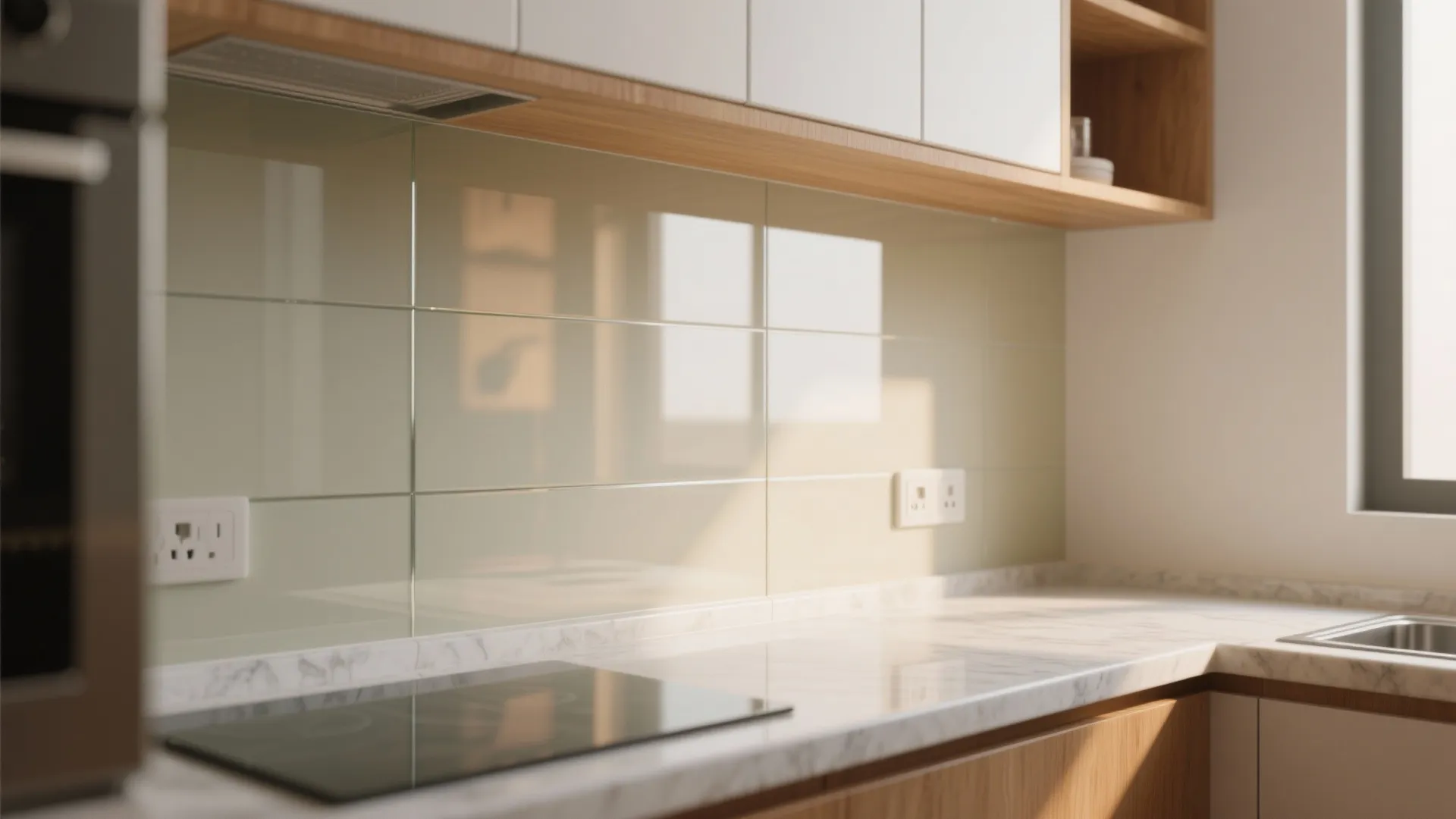 Glass Backsplash for an Airier Kitchen