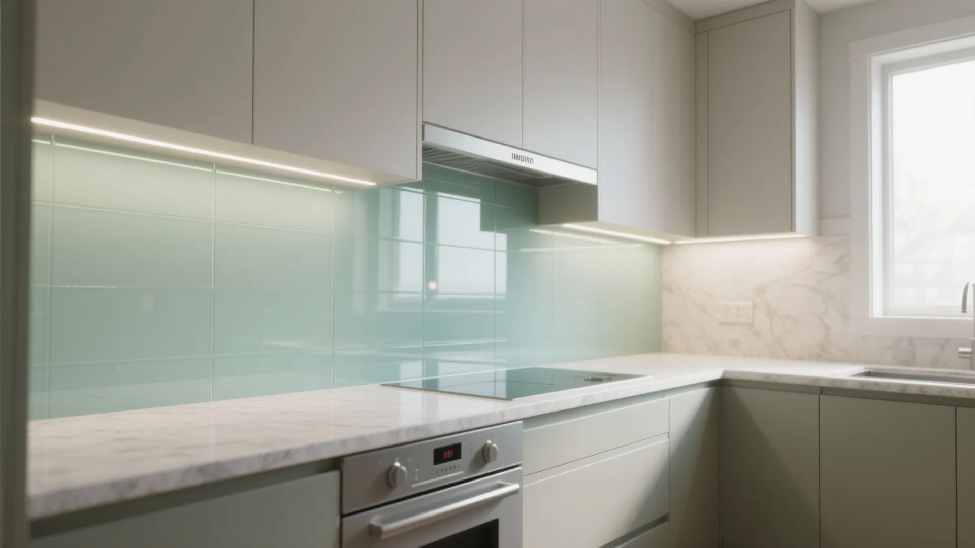 Glass Backsplash for Airy Brightness