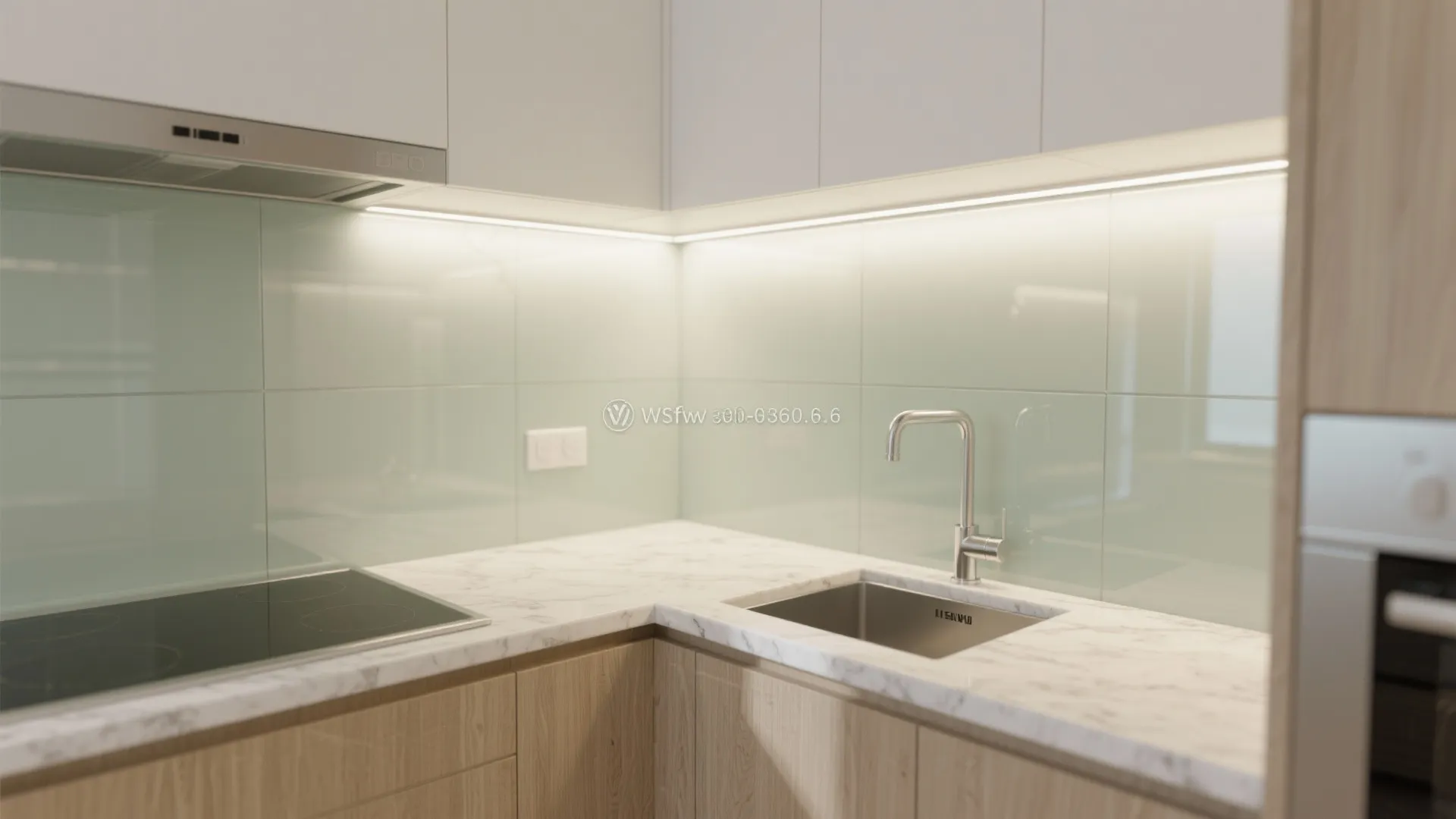 The airy magic of a glass backsplash