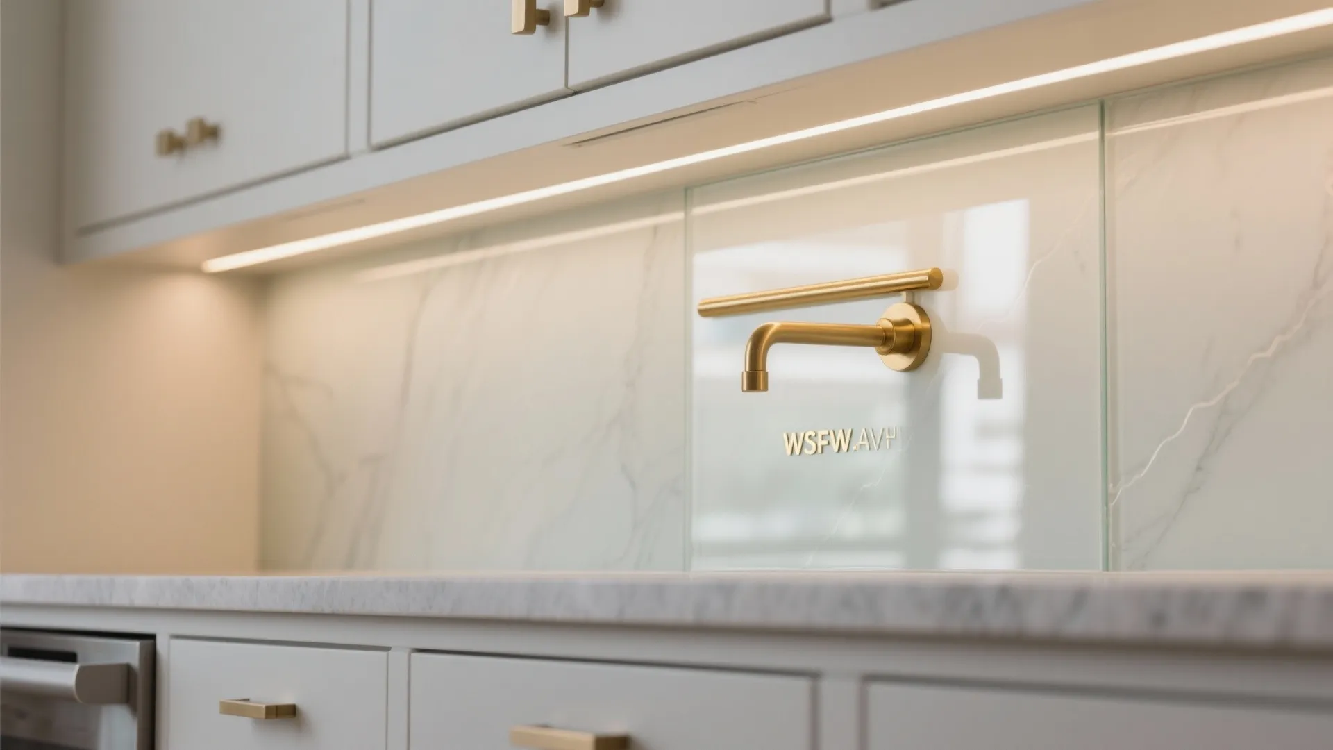 Glass backsplash and reflective surfaces