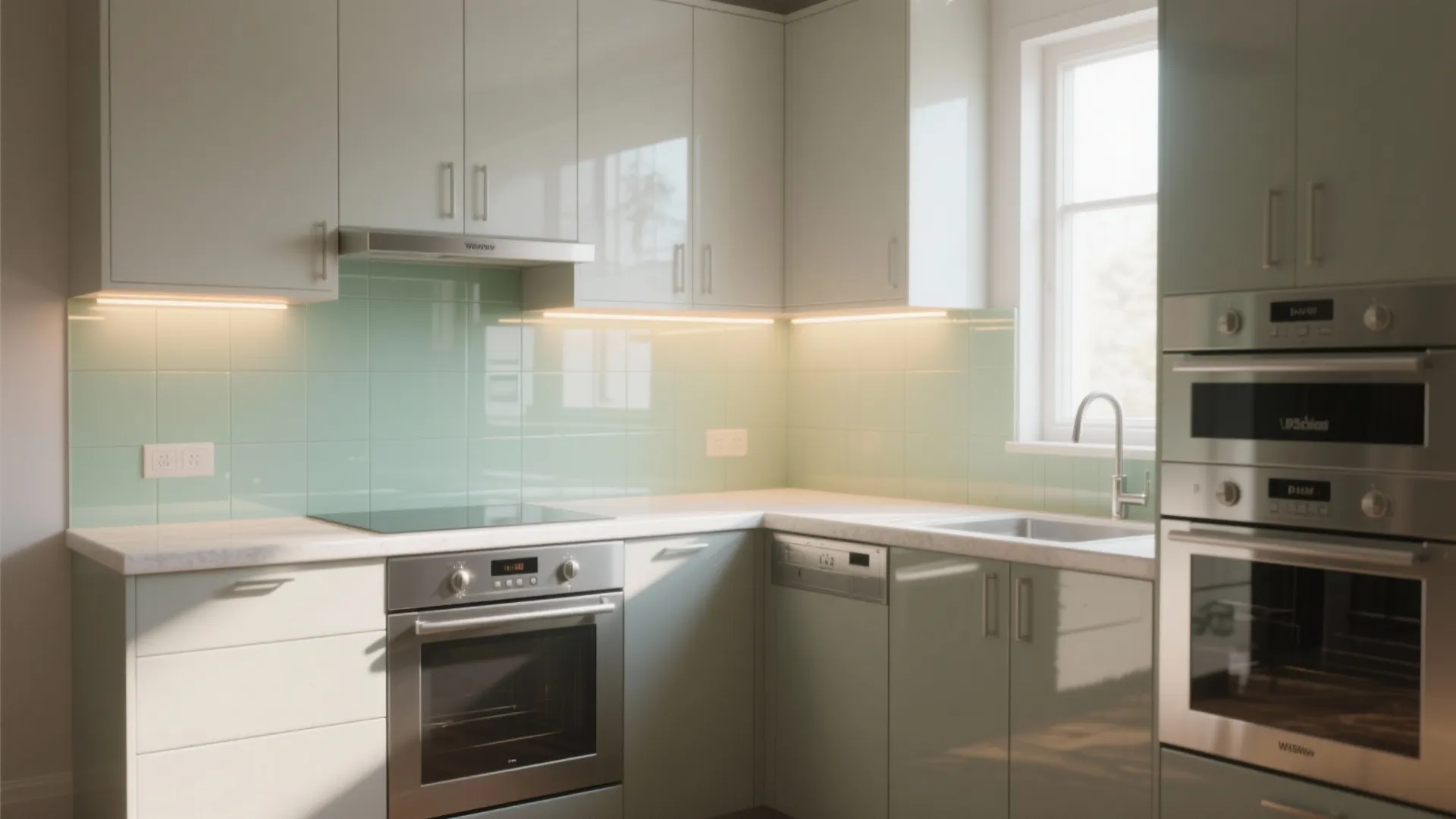 Glass Backsplash and Reflective Surfaces for Airy Vibes