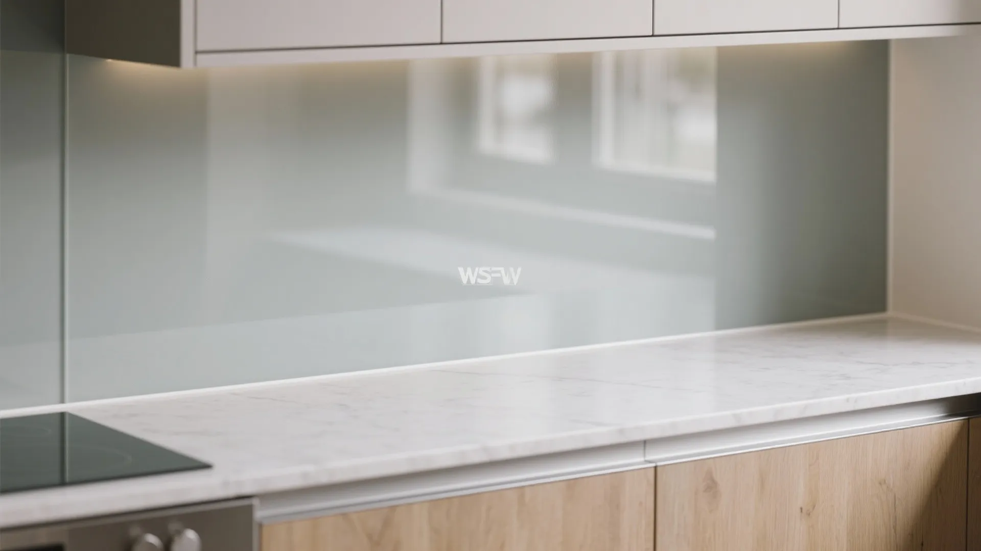 A glass backsplash to bounce light