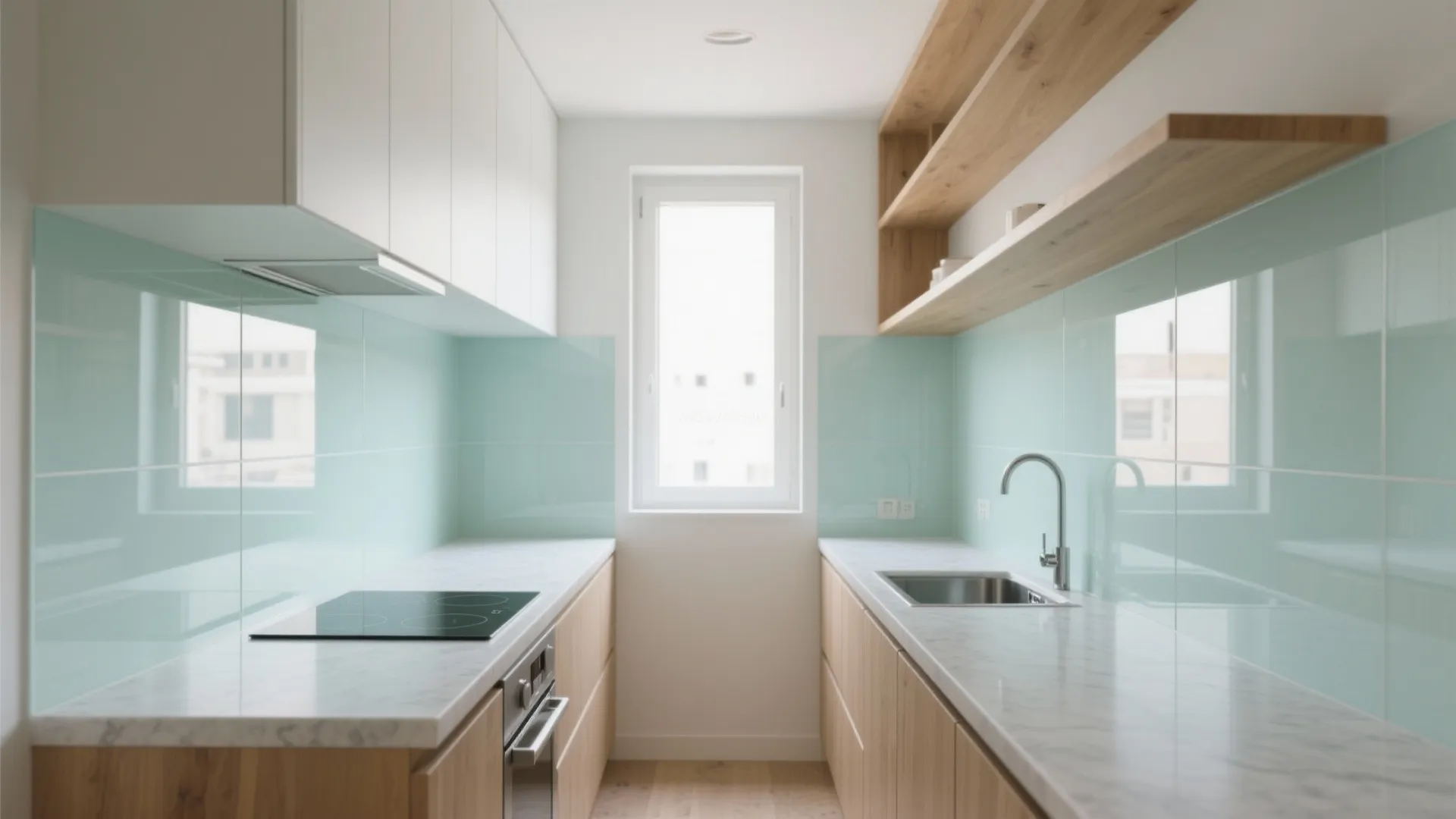 Glass backsplash for openness