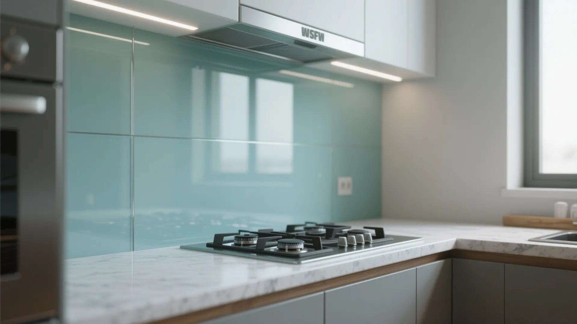 Glass backsplash’s airy openness
