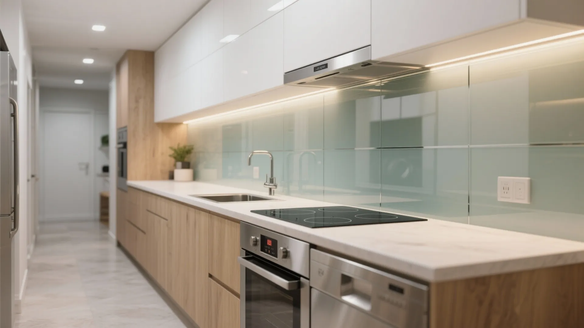 Glass Backsplash for Light and Depth